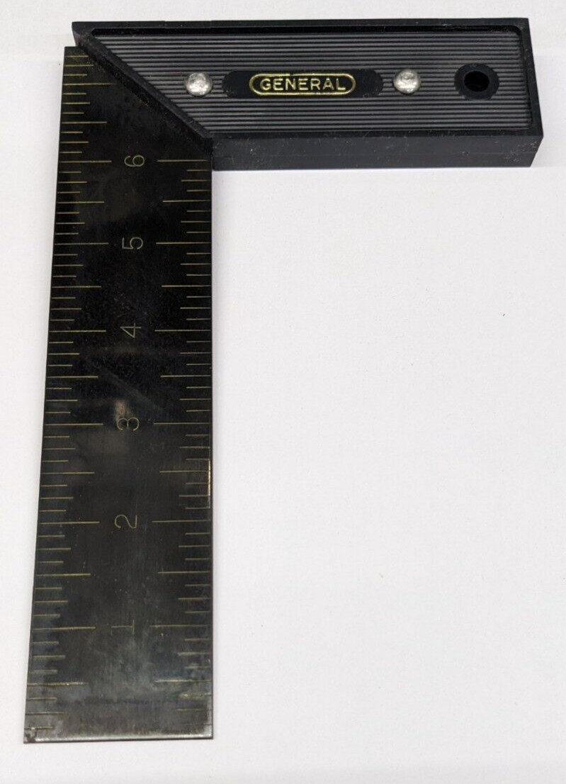 General Try and Miter Square 7-1/2″ Blade 90° & 45° Angles No. 831 NOS USA