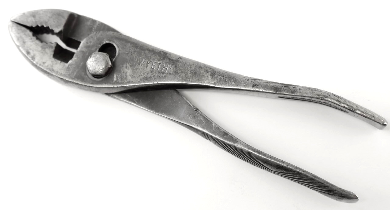 6.5″ Wyeth Slip Joint Pliers w Fancy Handles / Vintage Hand Tool / Mt Top Tools