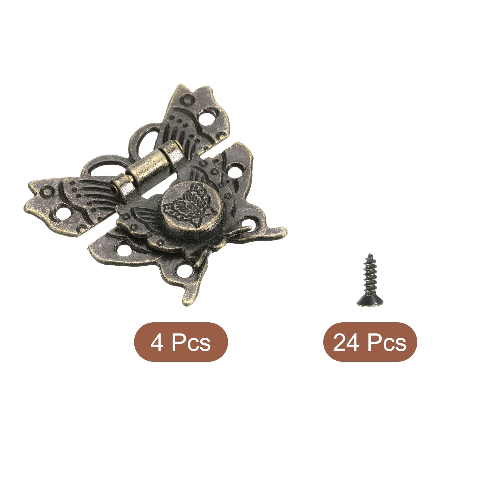 uxcell 4 Pcs Hasp Latch, 43 x 51mm Butterfly Decorative Retro Box Toggle…