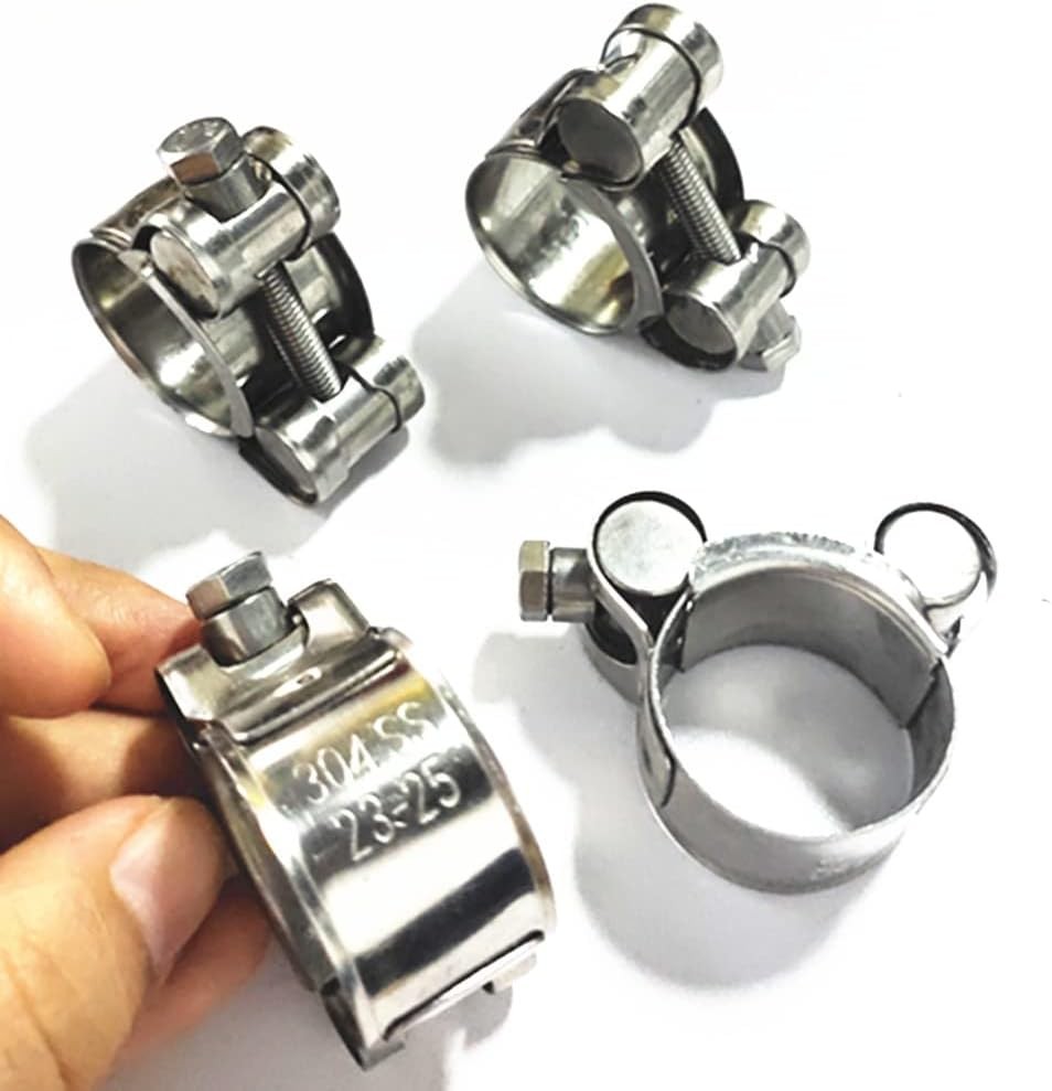 T-Bolt Hose Clamp 23-25mm 304 Stainless Steel Heavy Duty Pipe Tube 4 Pcs