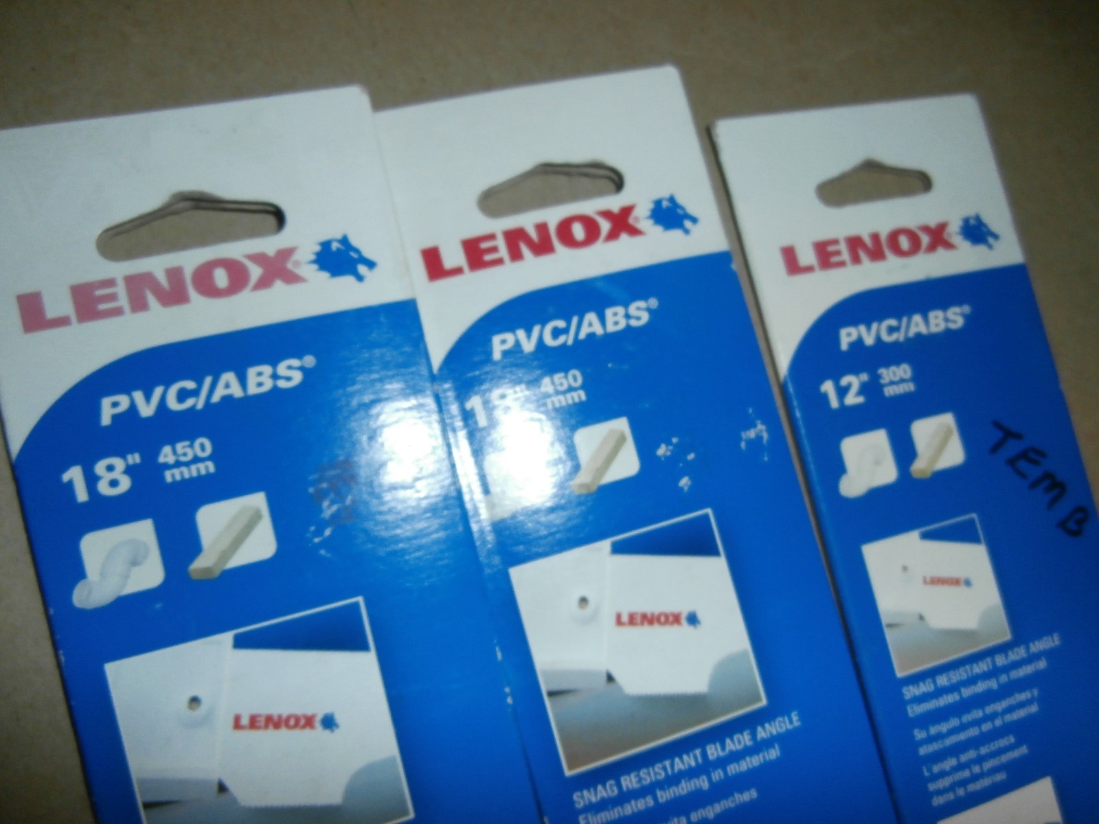 Two Lenox 18″ & One 12″ PVC ABS Saw Blades Lot
