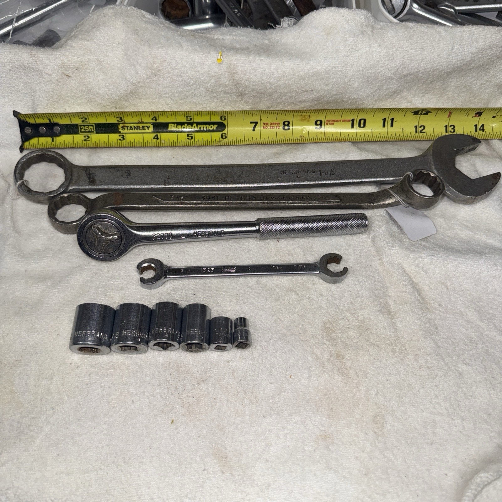 Herbrand Wrenches and Ratchet with Sockets. Made In USA (11) pieces