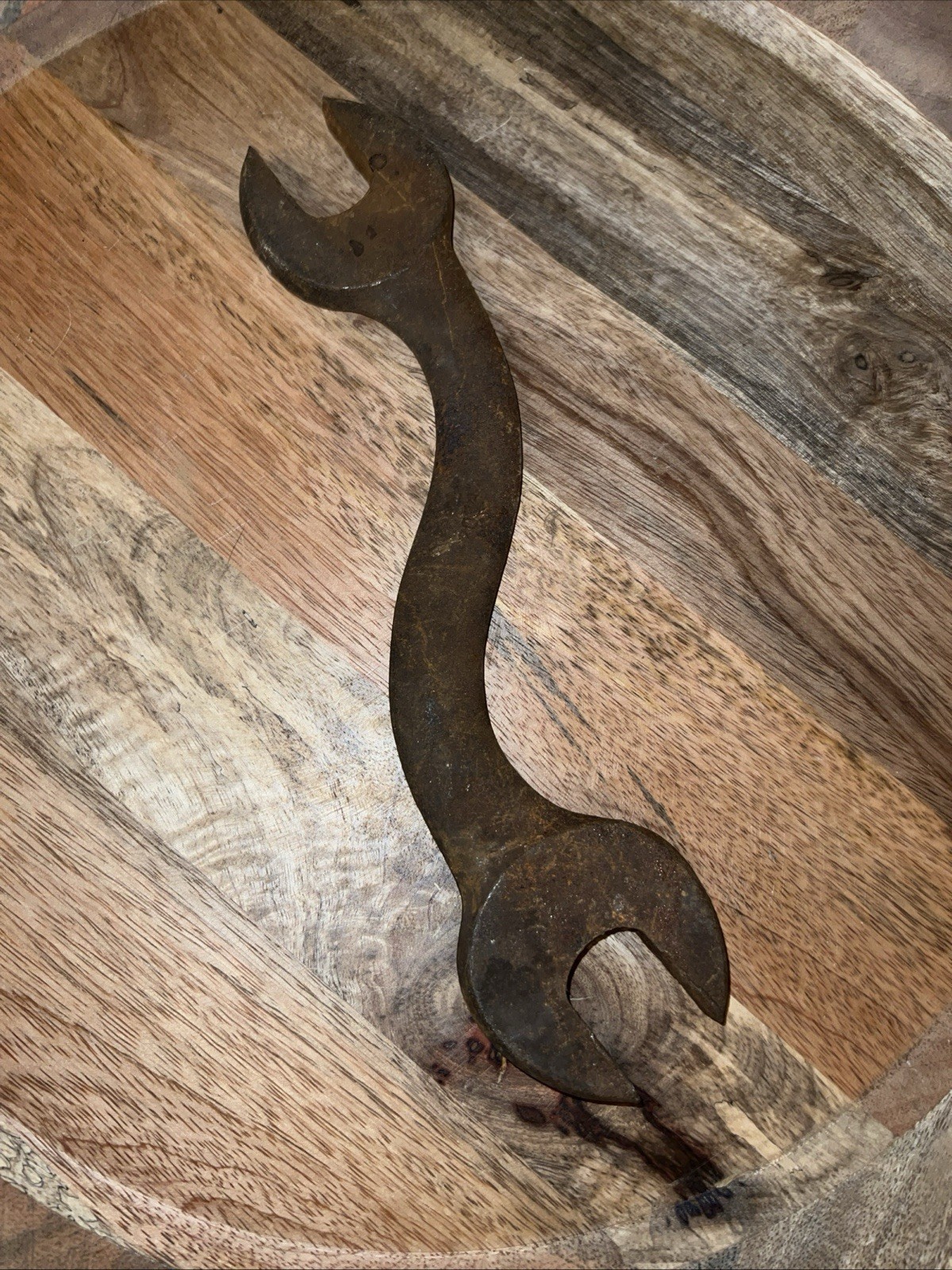 Antique Curved Open End Wrench 12″ Long , 1 3/4″ And 1 1/2″ Openings