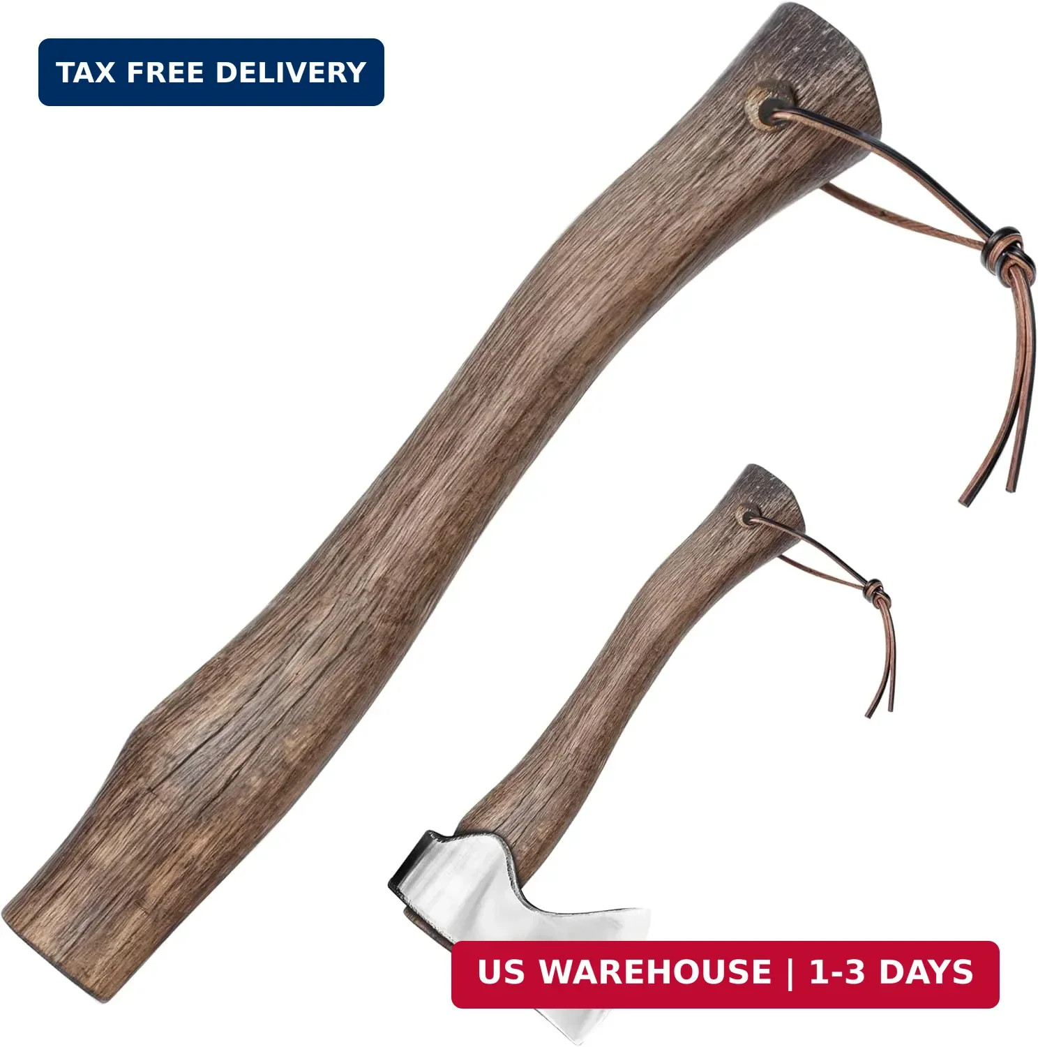13″ Oak Wood Hatchet Handle Replacement Fits Camp Broad Single Bit Axes 1.9″