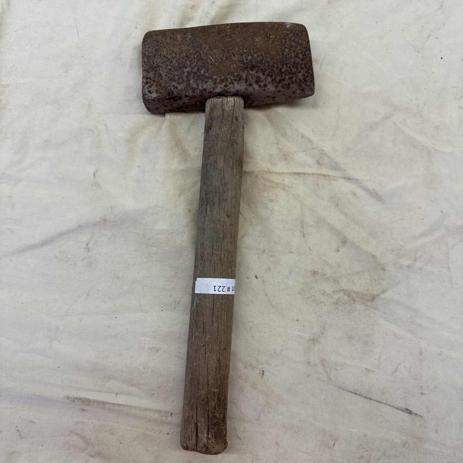 Antique Short Handled Blacksmith Sledgehammer 4-1/2 Pounds, 6”x3” Head