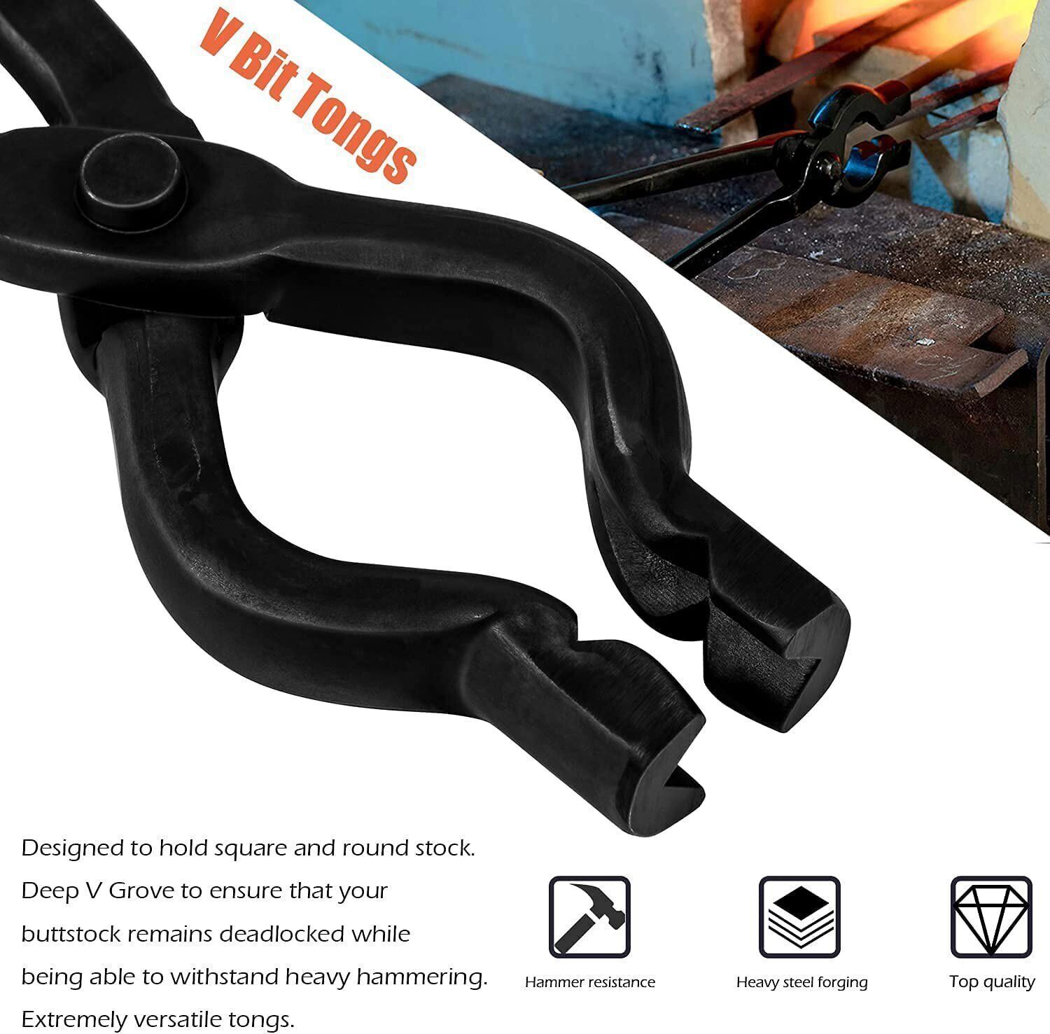 Blacksmith Forge Tools Wolf Jaw Tongs & V-bit Tongs For Knife Making Bladesmith