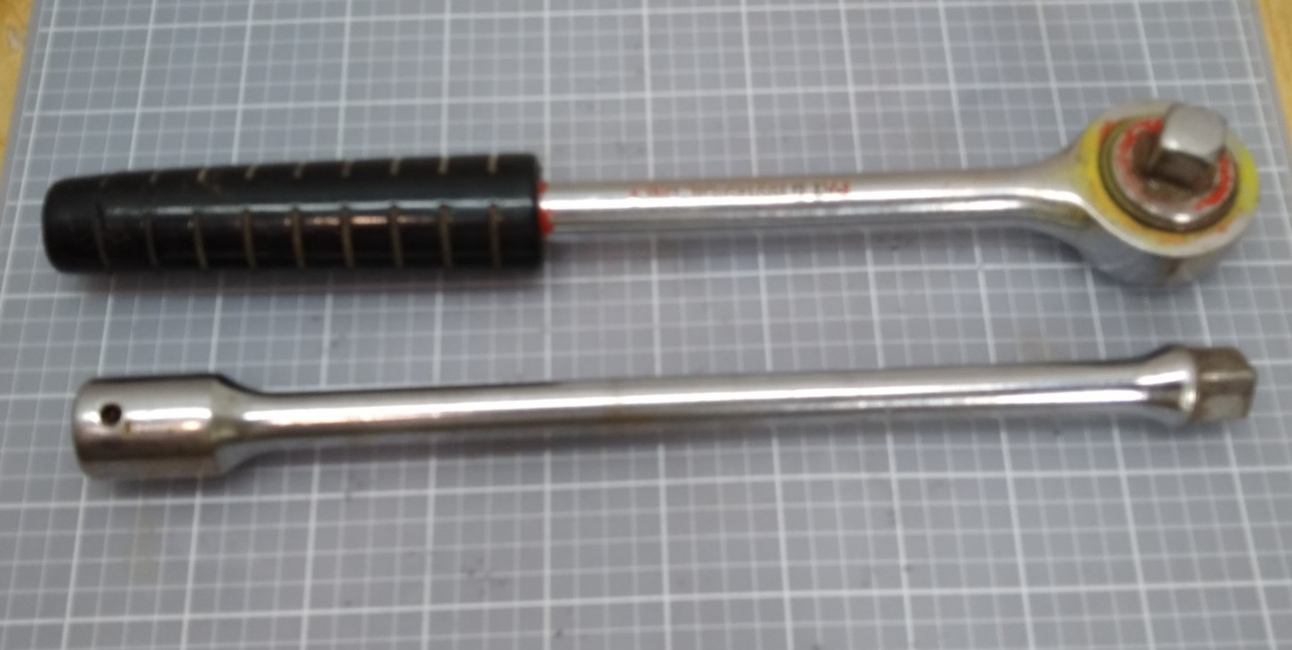 Vintage Wright Tools 1/2″ Drive Ratchet No.4400 & Extension No. 4410 Etched