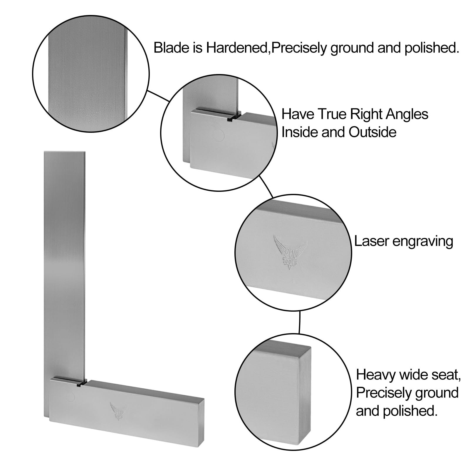 Machinist Square, 3″ x 2-1/2″, 90 Degree Right Angle Steel | Fully Hardened S…