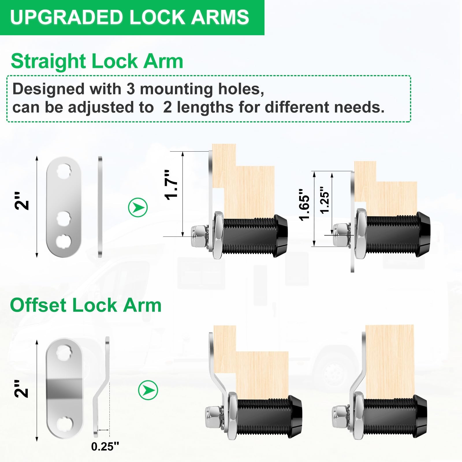 7/8 Inch Black RV Storage Camper Cabinet Door Toolbox Cam Lock Keys 5 PCS