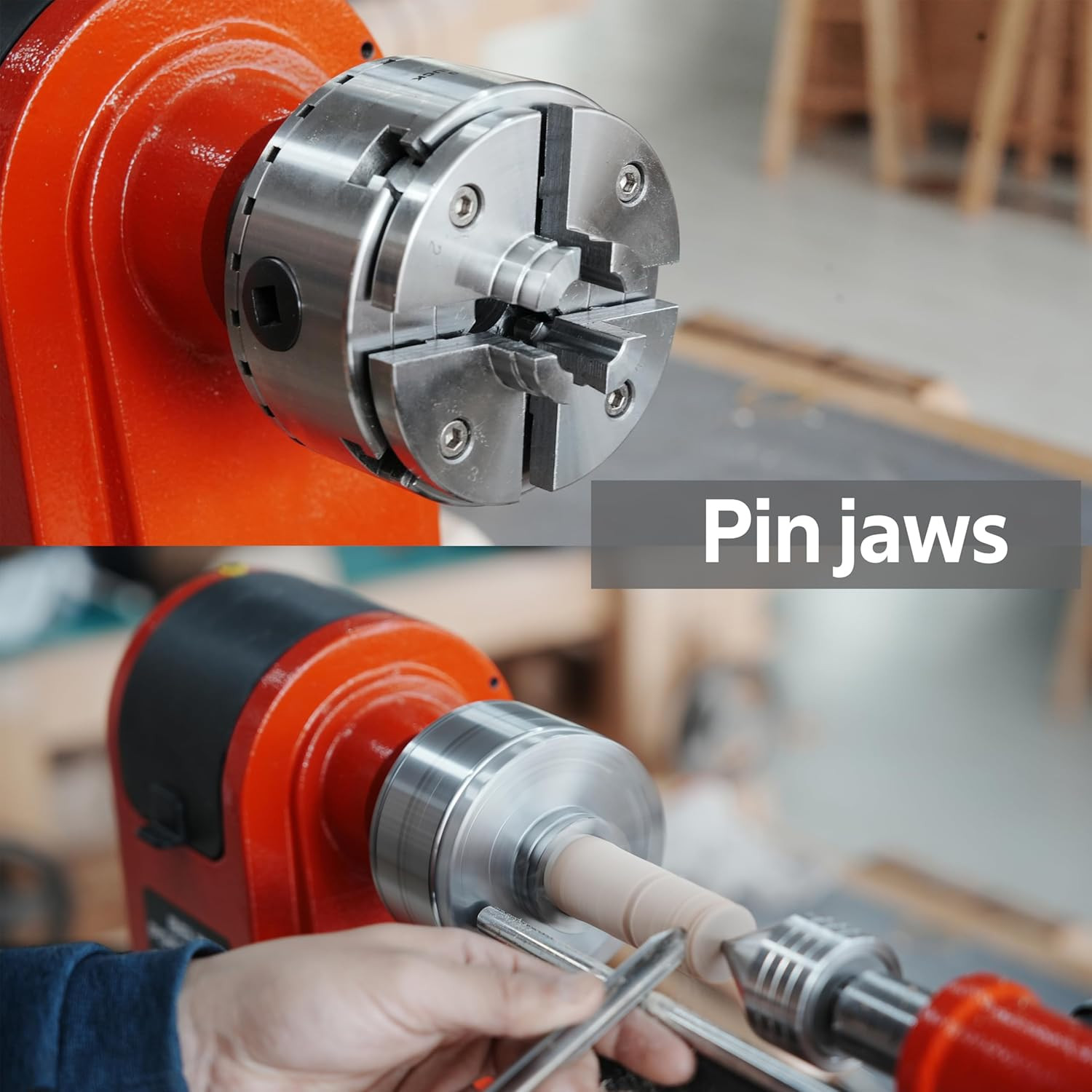 CK100/S2 3.75″ 4-Jaw Woodturning Chuck, with 4 Jaws, Wood Screw, & Nylon Rings