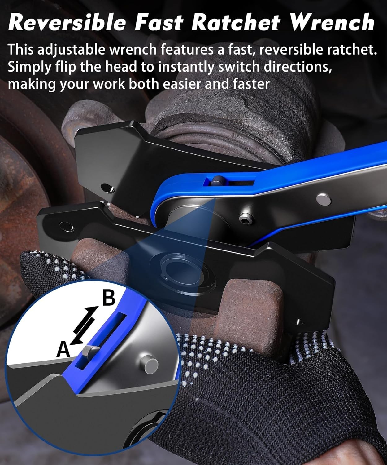 Brake Caliper Compression Tool,360° Swing Ratchet Switch With Additional 2 pc…