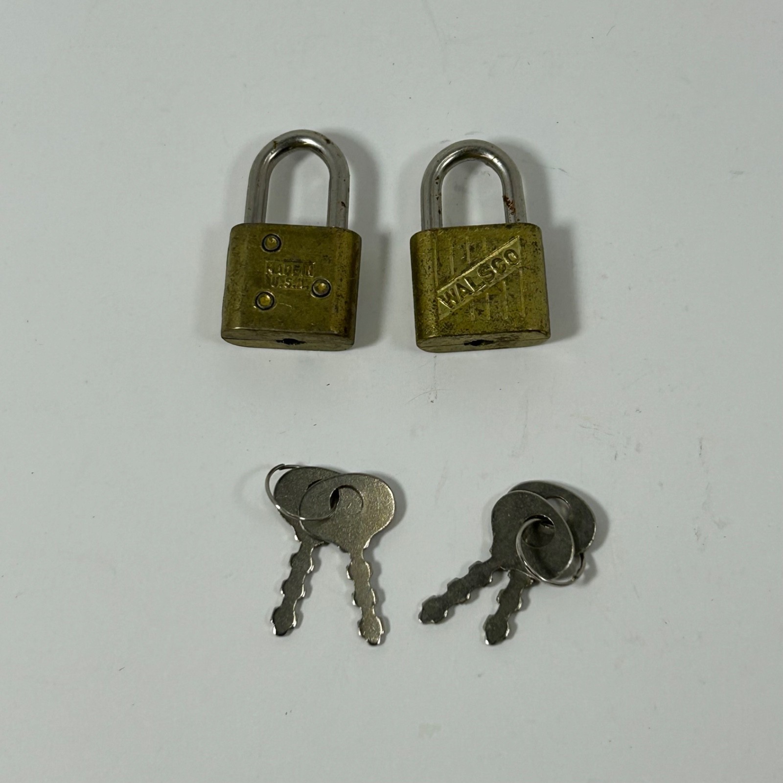 Lot of 2 Vintage Small Walsco Lock With Keys Made In USA Small Luggage Pad Lock