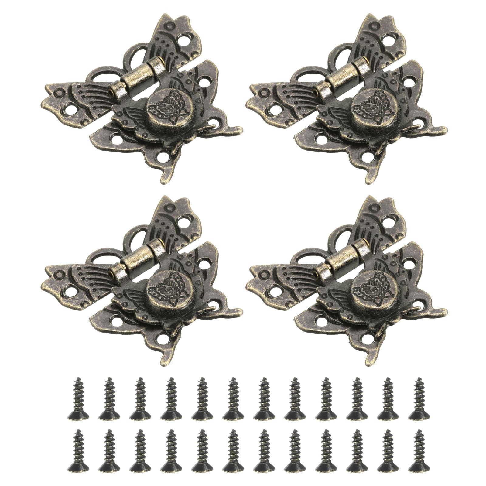 uxcell 4 Pcs Hasp Latch, 43 x 51mm Butterfly Decorative Retro Box Toggle…