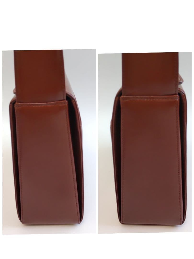 GIVENCHY One Shoulder Bag Patent Logo Hardware Brown Leather 23×19.5cm Used
