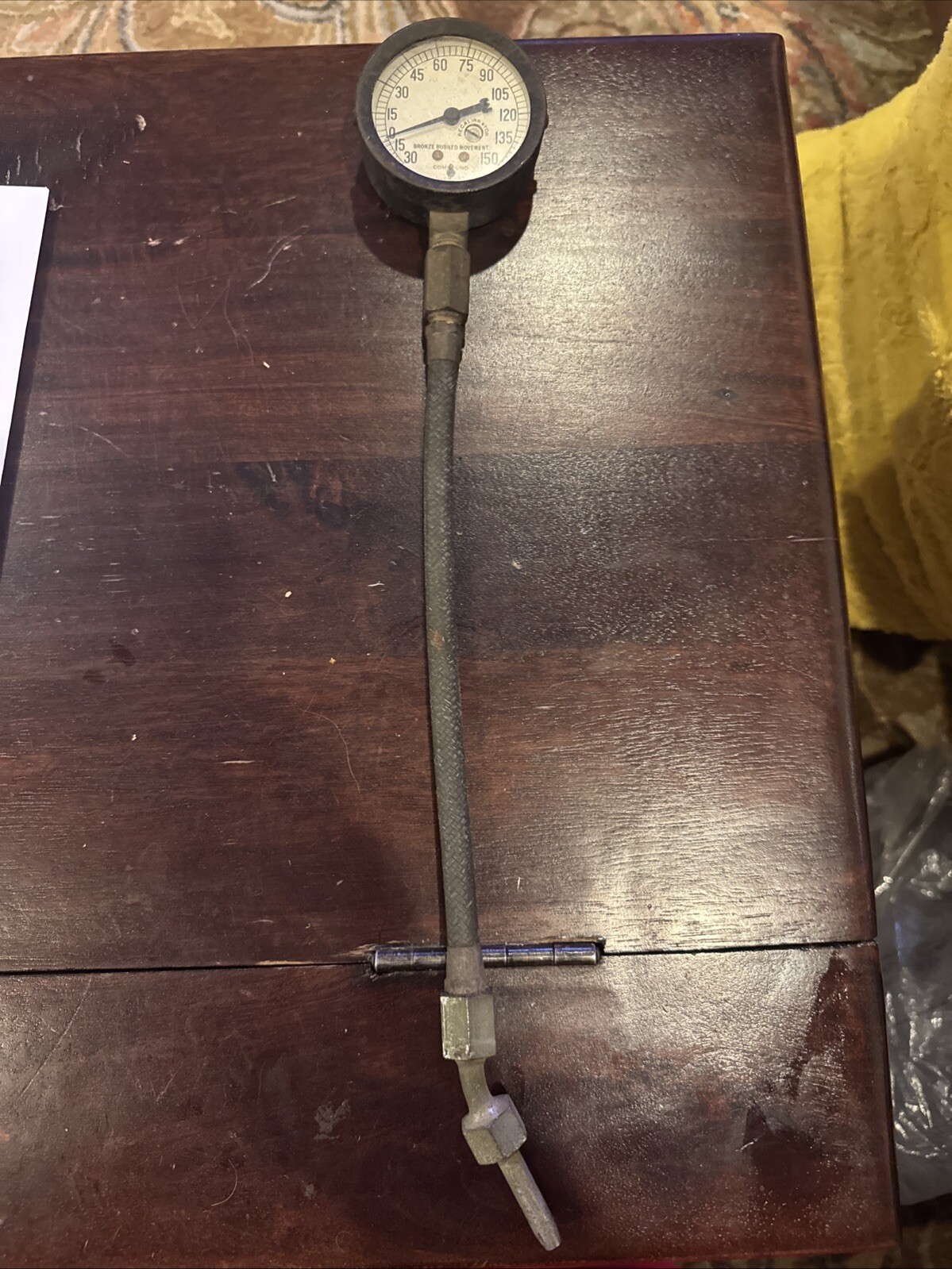 Vintage Jas P Marsh Chicago 150 PSI Compound Vacuum Pressure Gauge Hose Valve