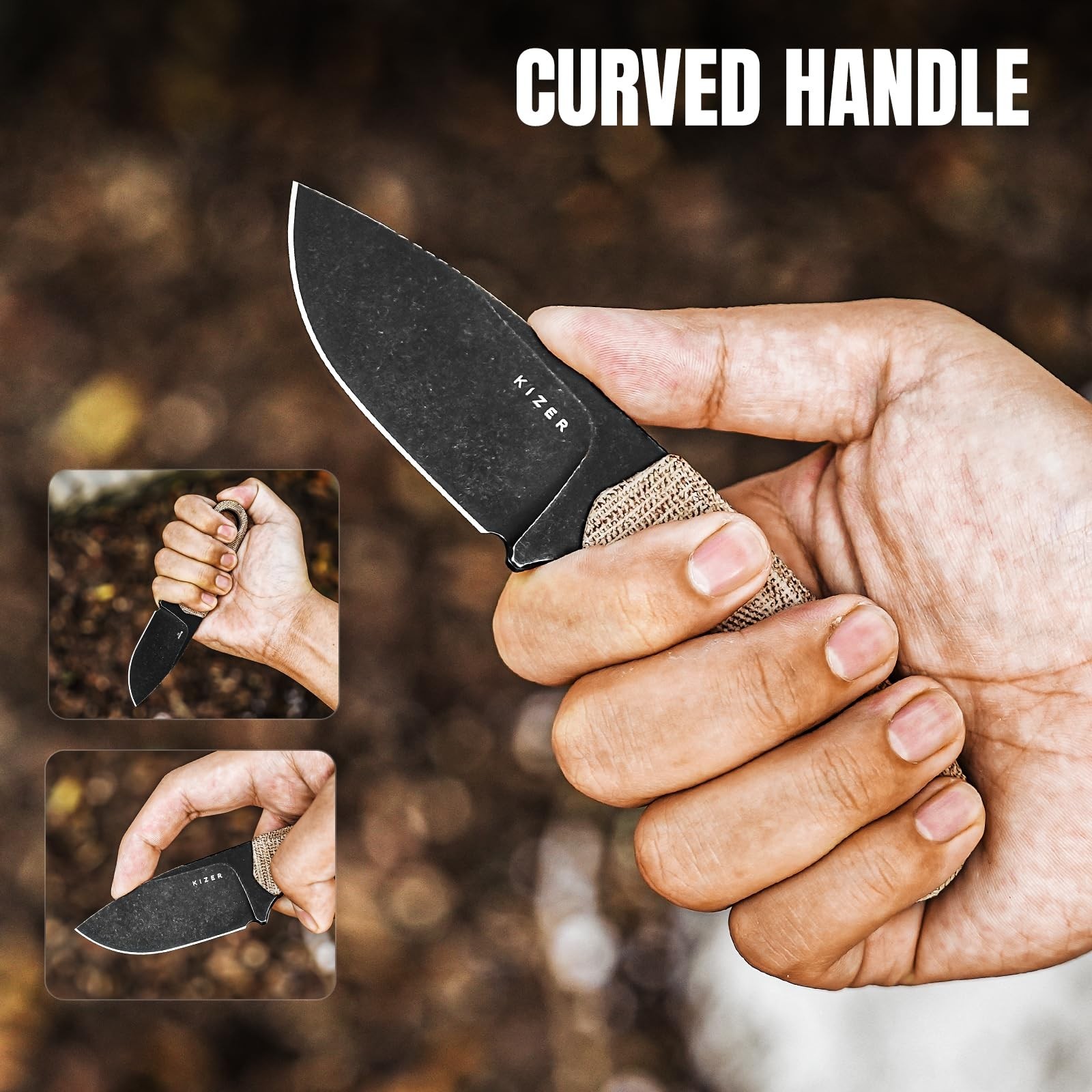 Kizer Beaver Fixed Blade Knife with Sheath, 2.75″ D2 Steel Blade EDC Fixed Bl…