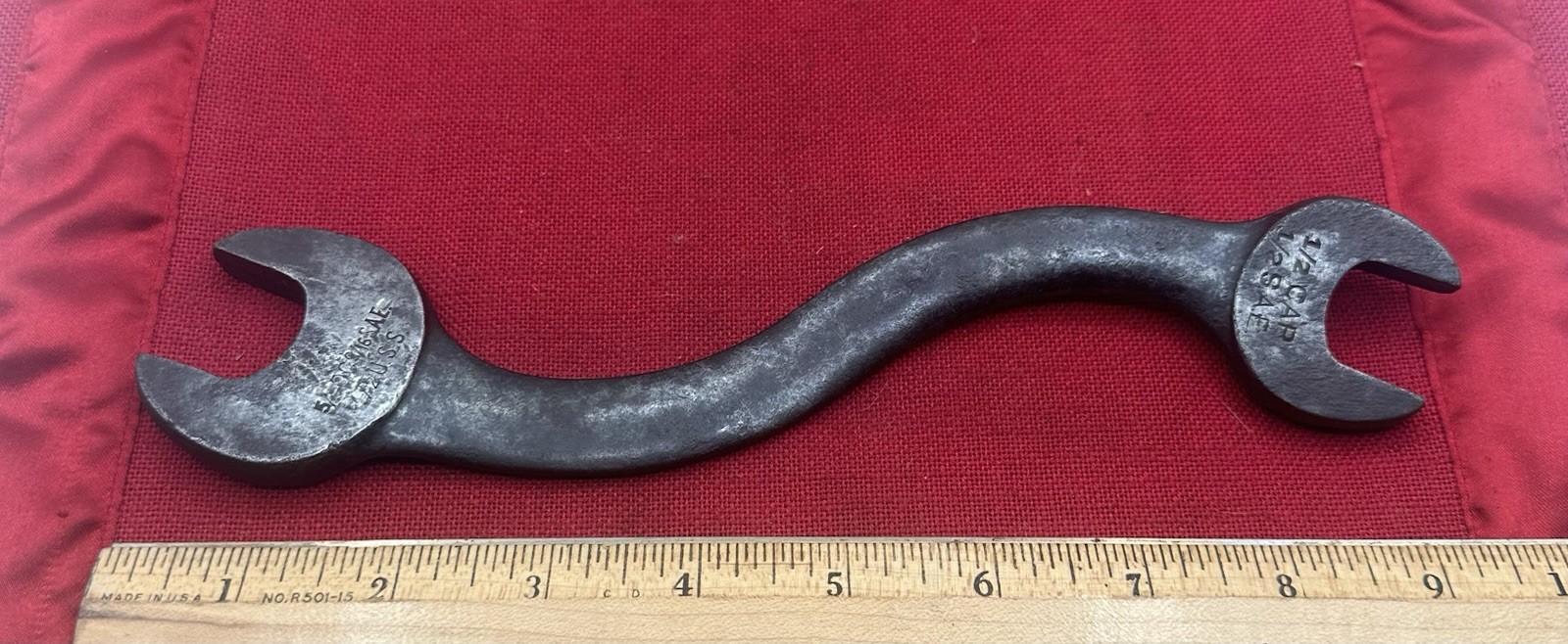 Antique Billings & Spencer Co. Double-Open End “S” Wrench #2026 1/2”, 9/16”