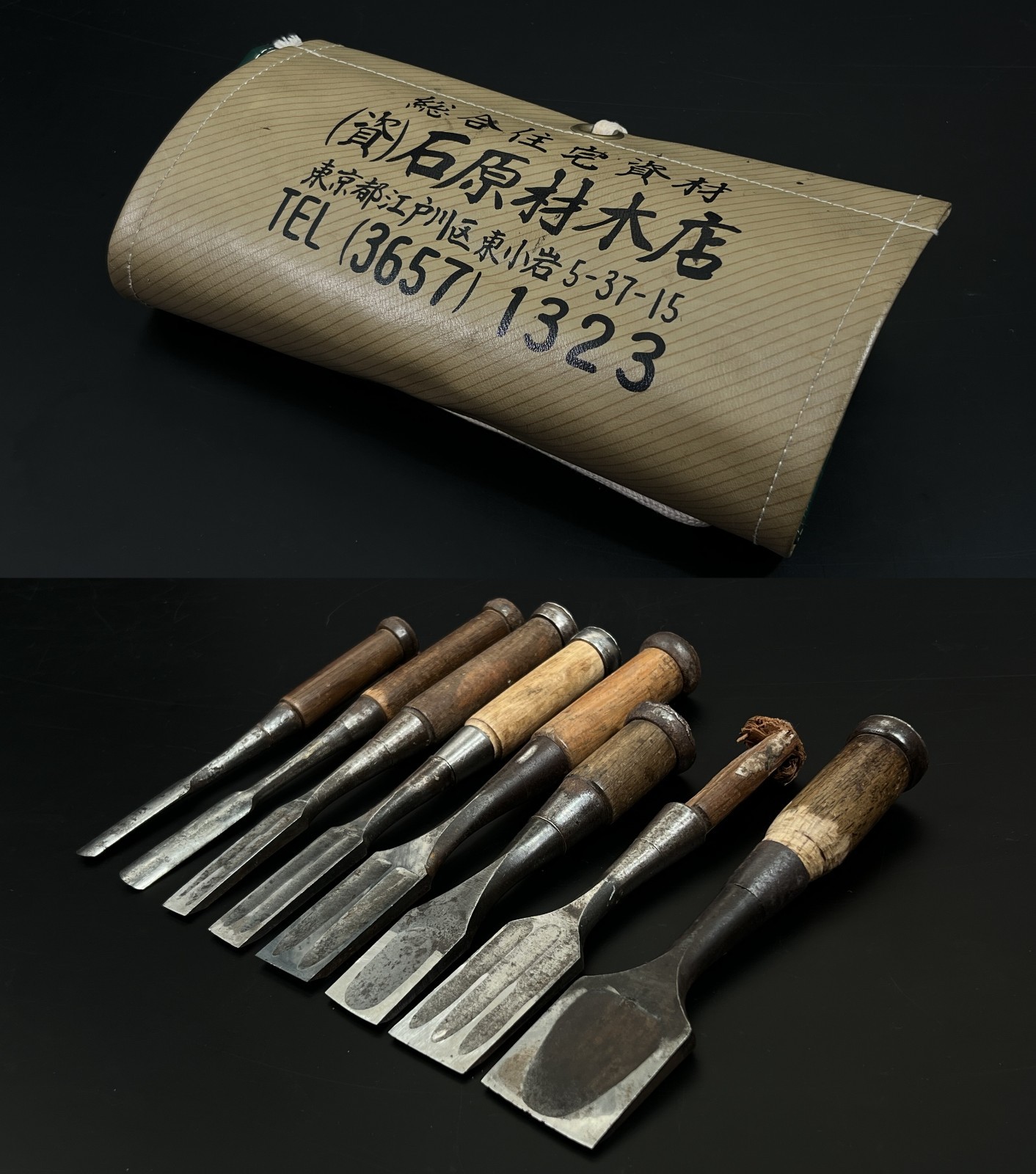Vintage Japanese Chisel 8set nomi made by blacksmith 元康 /Carpentry Tool g64