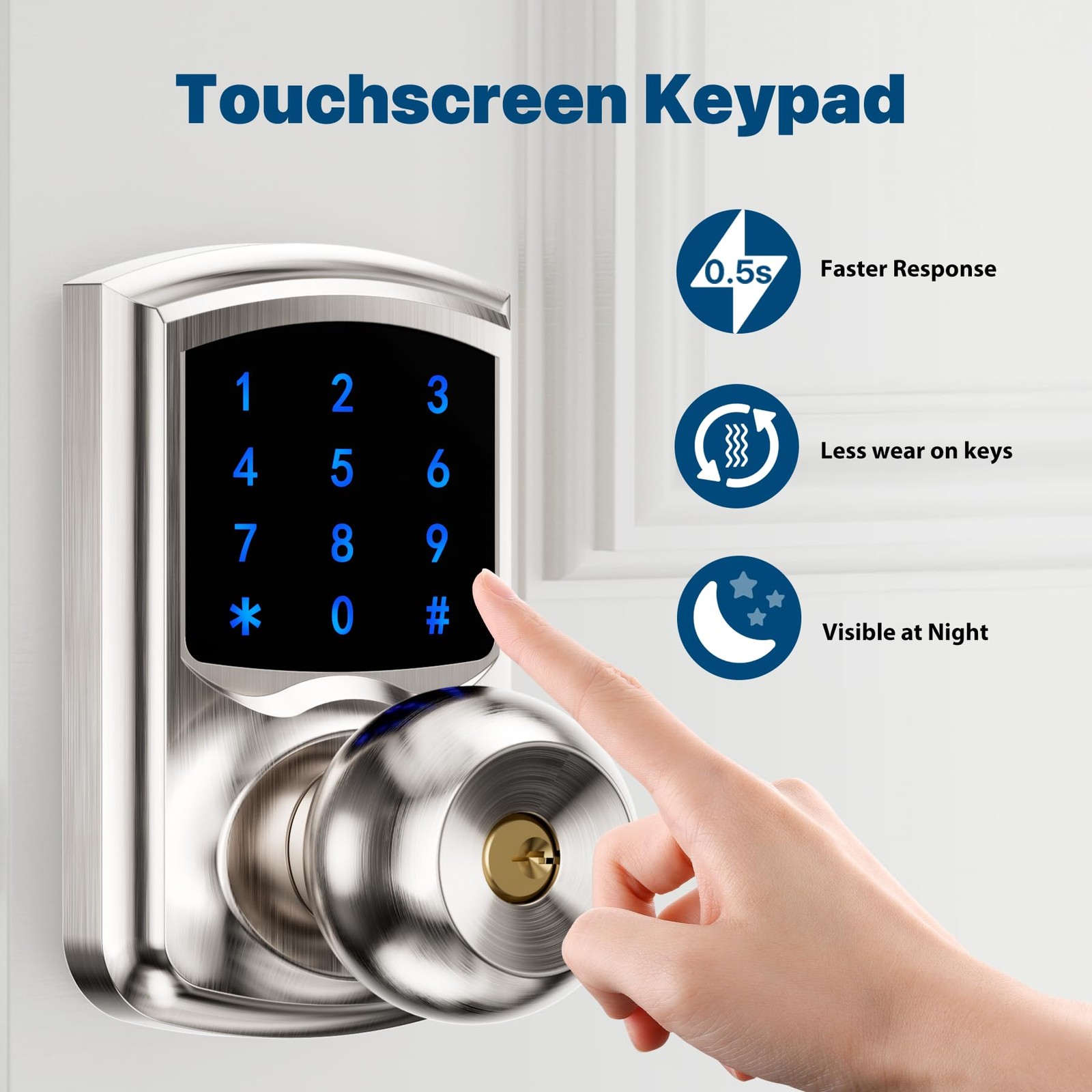 HIDALIFE Keyless Entry Door Lock HL-668K Satin Nickel 1pack,