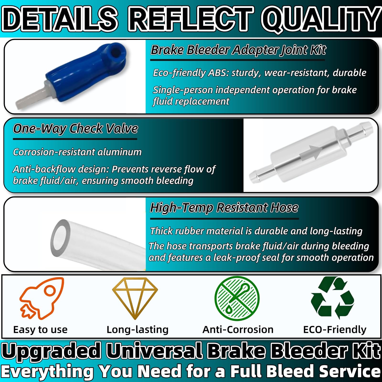 Zijipjy Universal Brake Bleeder Kit with One Way Check Valve, Adapter & Hose …