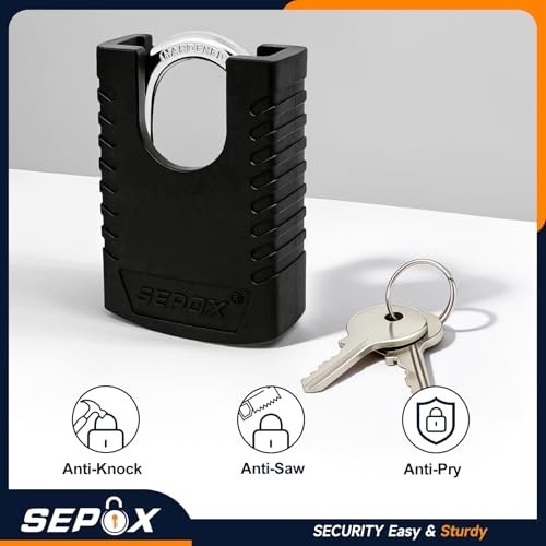 ® Heavy Duty Outdoor Padlock with 2 Keys – 3-3/16″ (80Mm) Weatherproof Rustproof