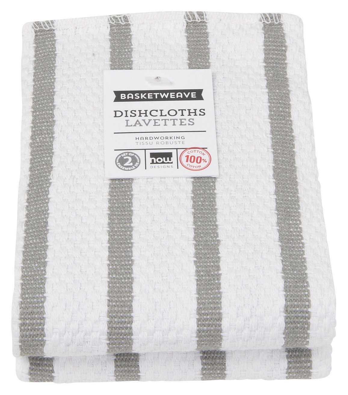 Now Designs Basketweave Kitchen Dishcloth, Set of Two, London Grey