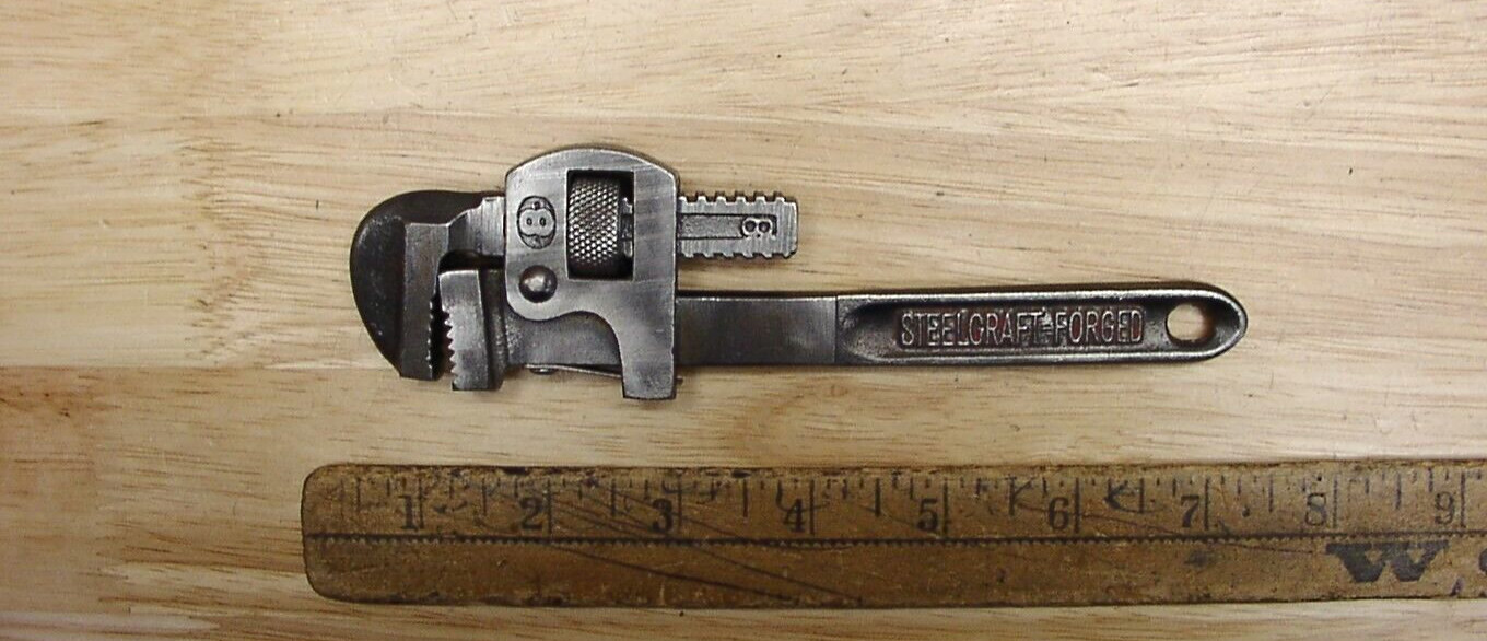 Vntg Steelcraft-Forged 8″ Pipe Wrench,7/16″ Jaws,1″Capacity,West Germany,Good