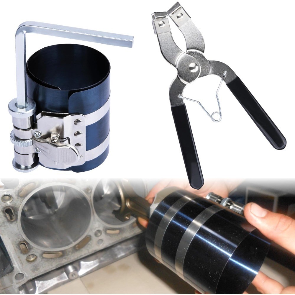 Piston Ring Compressor Tool, Car Engine Piston Ring Installer Removal Kit |