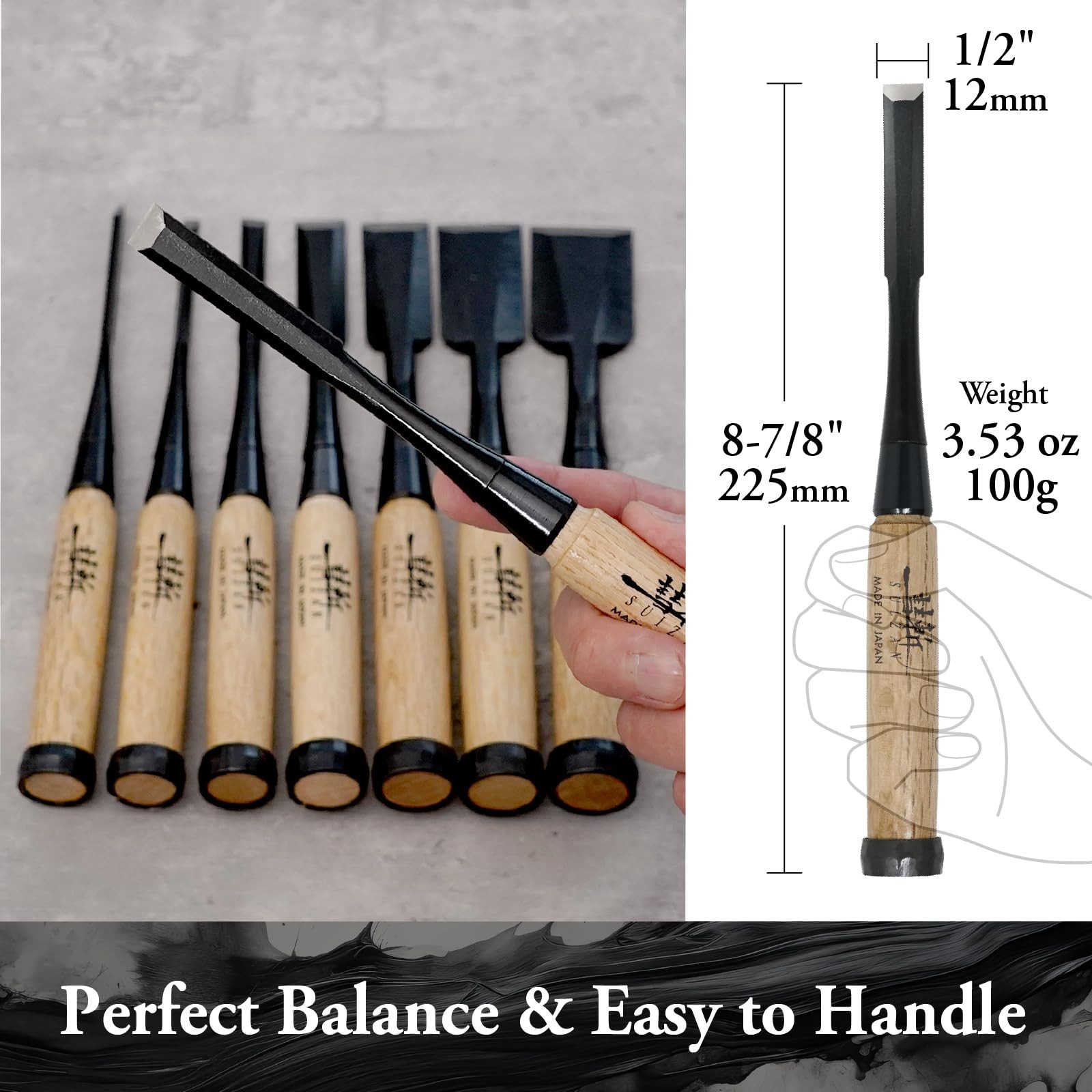 Japanese Wood Chisel 1/2″ (12mm) – Professional Oire Nomi Woodworking tools