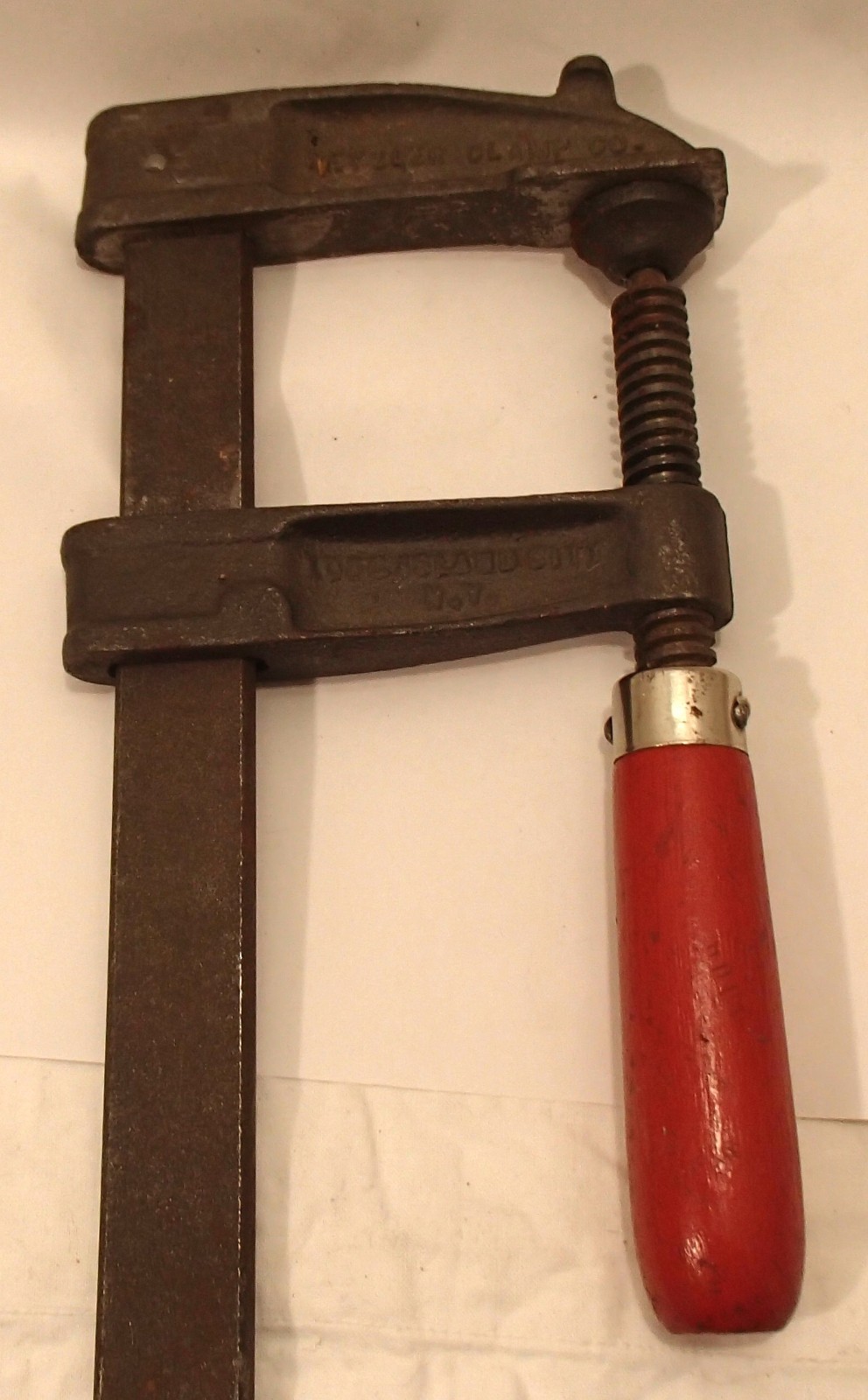 Vintage Wetzler 21.75″ 318 Bar Clamp Made in USA Red Wooden Handle Vise Tool