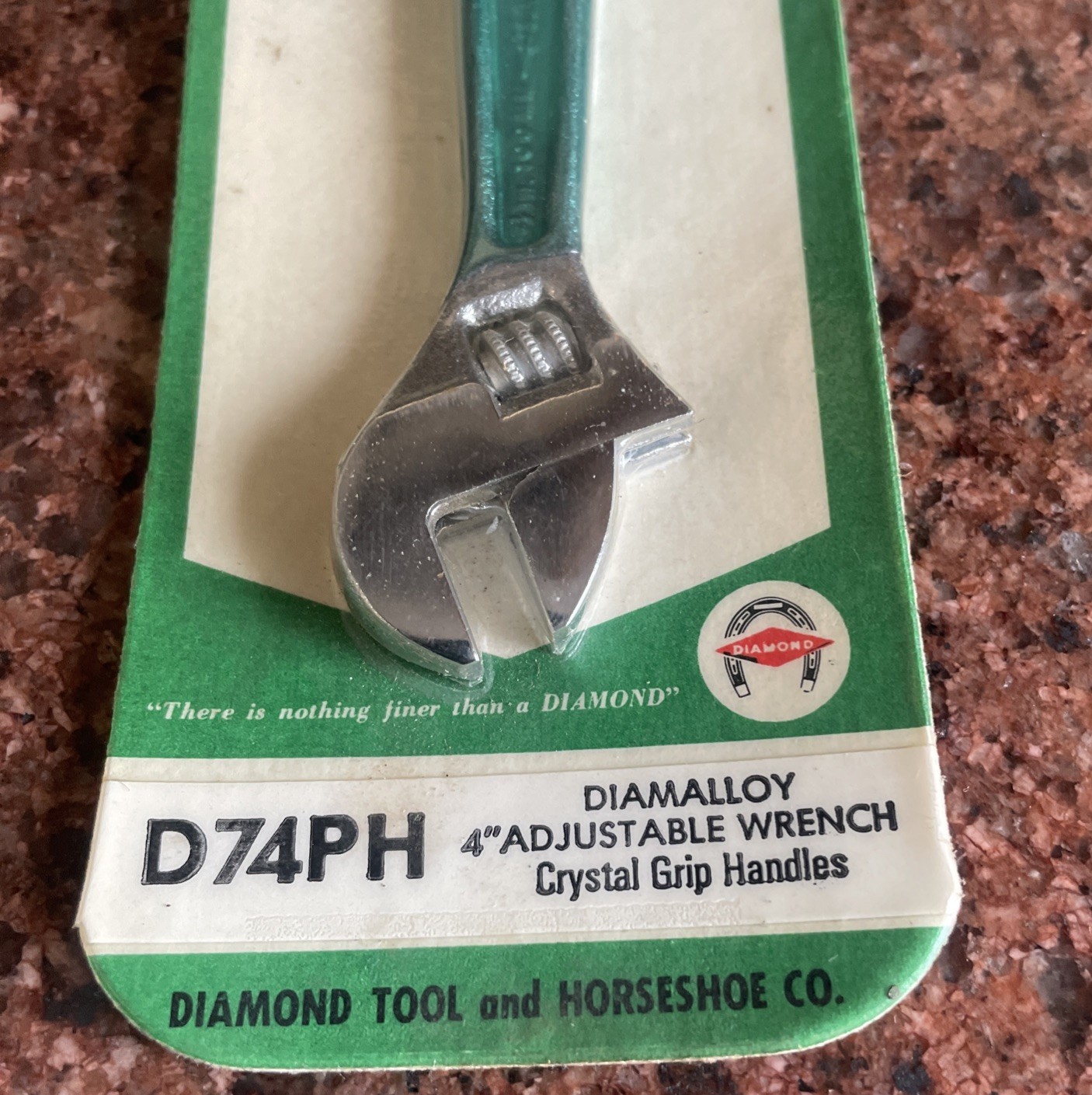 Very Rare Diamond Tool USA Horseshoe D74PH 4” Chrome Adjustable Wrench