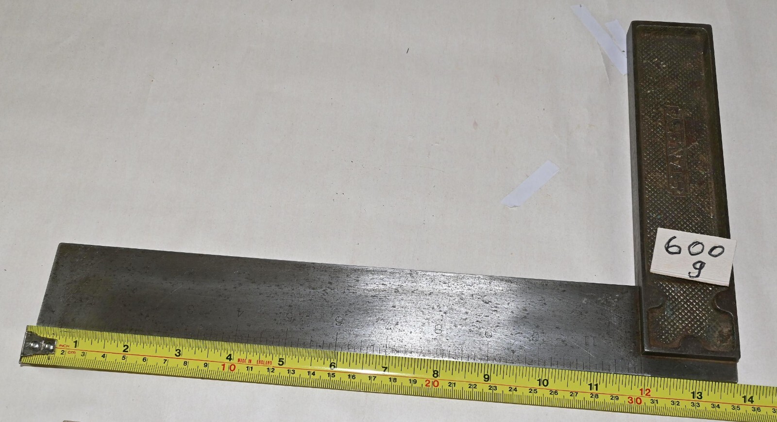 Vintage Stanley No 12 Try Square 12” All Steel Marked in Inches to 1/8”