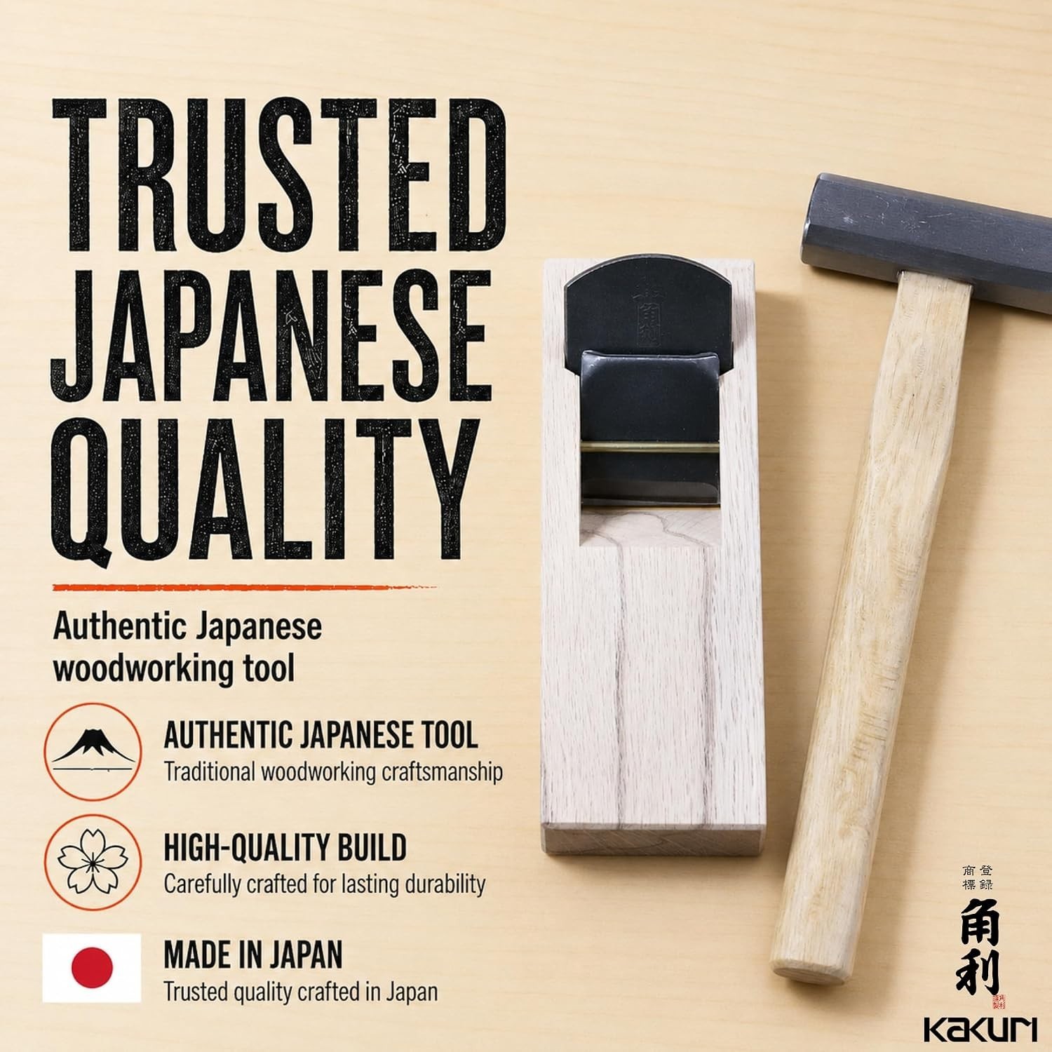 Traditional Japanese 42mm KANNA Hand Plane – Razor-Sharp Steel, Compact Design