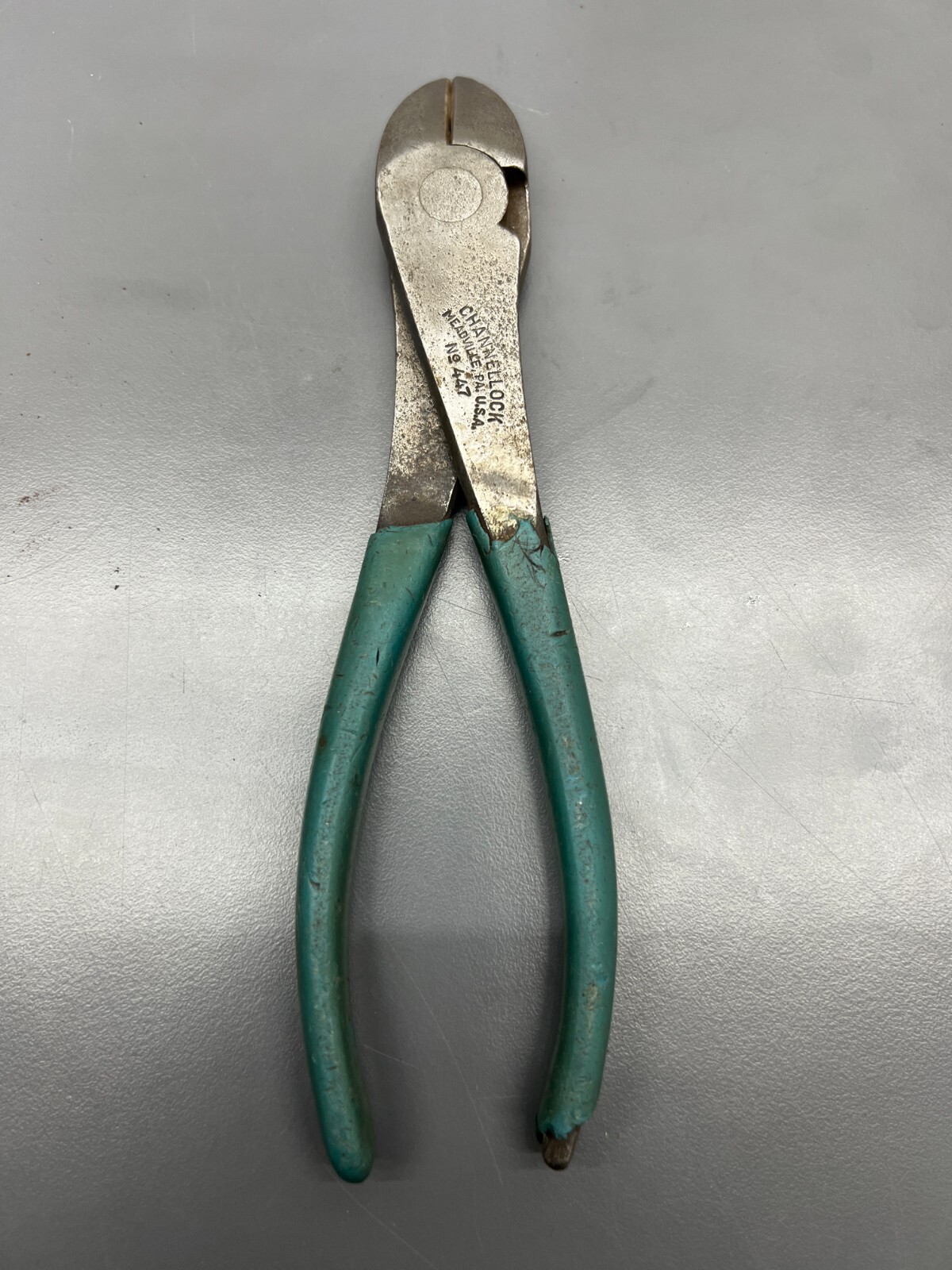 (N) VINTAGE CHANNELLOCK MEADVILLE PA NO. 447 8″ DIAGONAL CUTTING PLIERS – USA