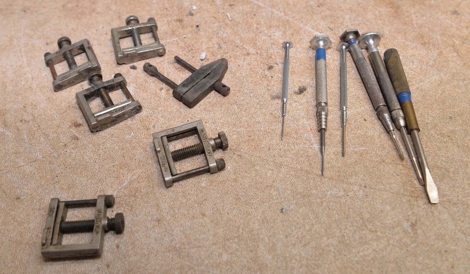 Jewelers watchmaker clamps screwdrivers precision collectible vintage tool lot