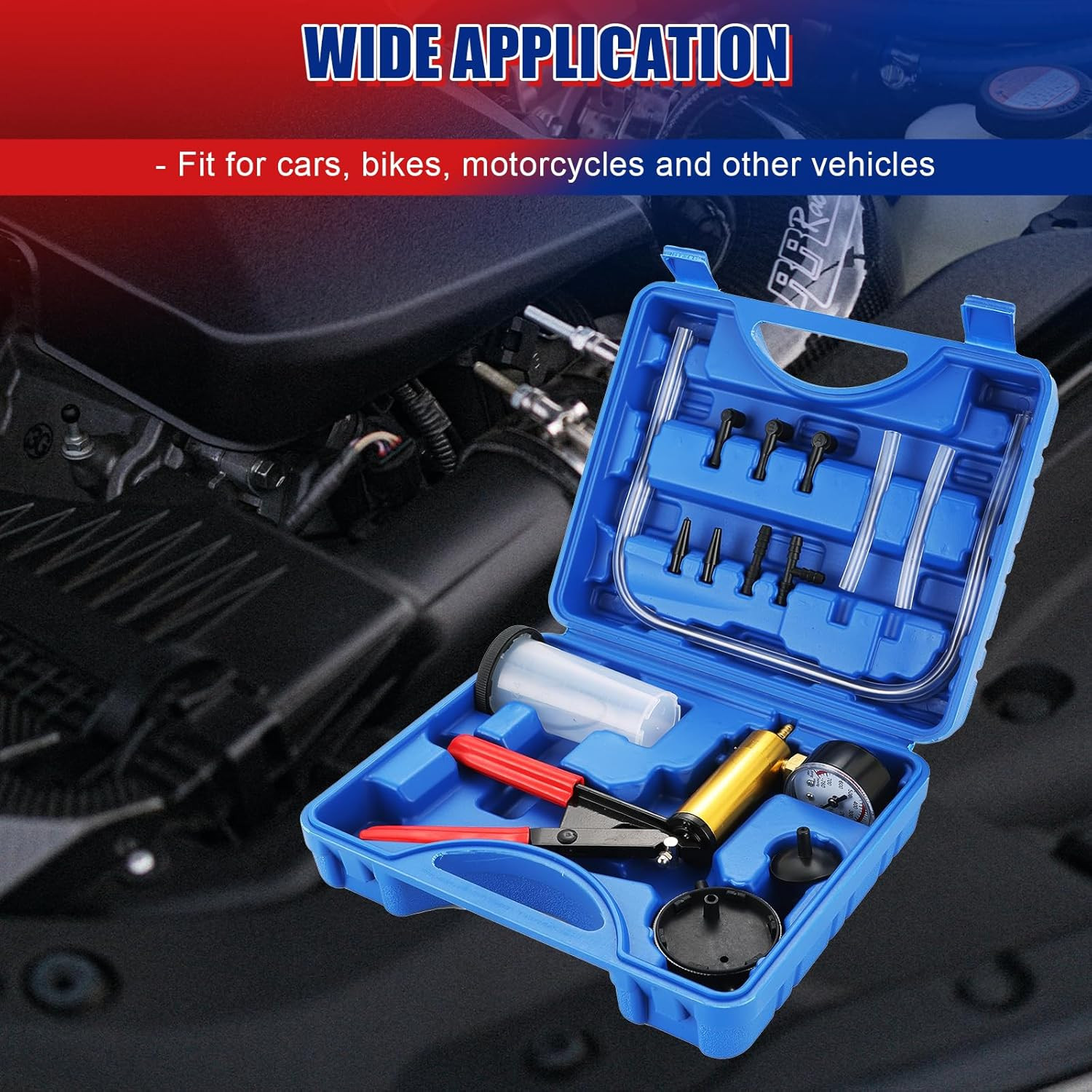 2 in 1 Handheld Vacuum Pump Brake Bleeder Kit for Motorcycle, 16 Pcs Brake Fluid