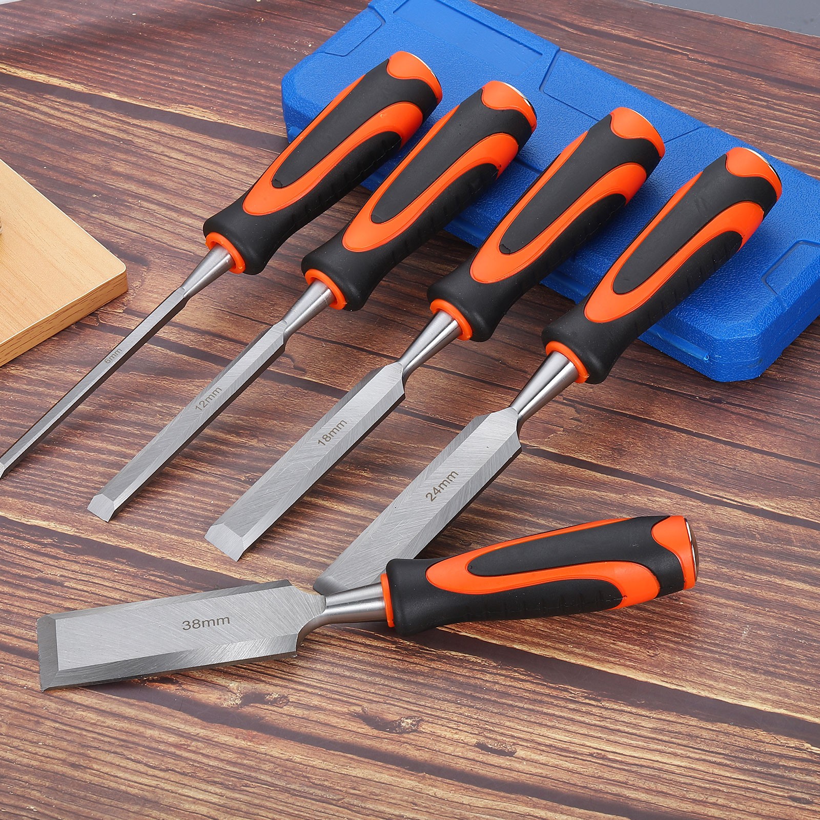 2pcs Wood Chisel 11/16″ CR-V Steel Beveled Edge Blade Wood Woodworking Tools