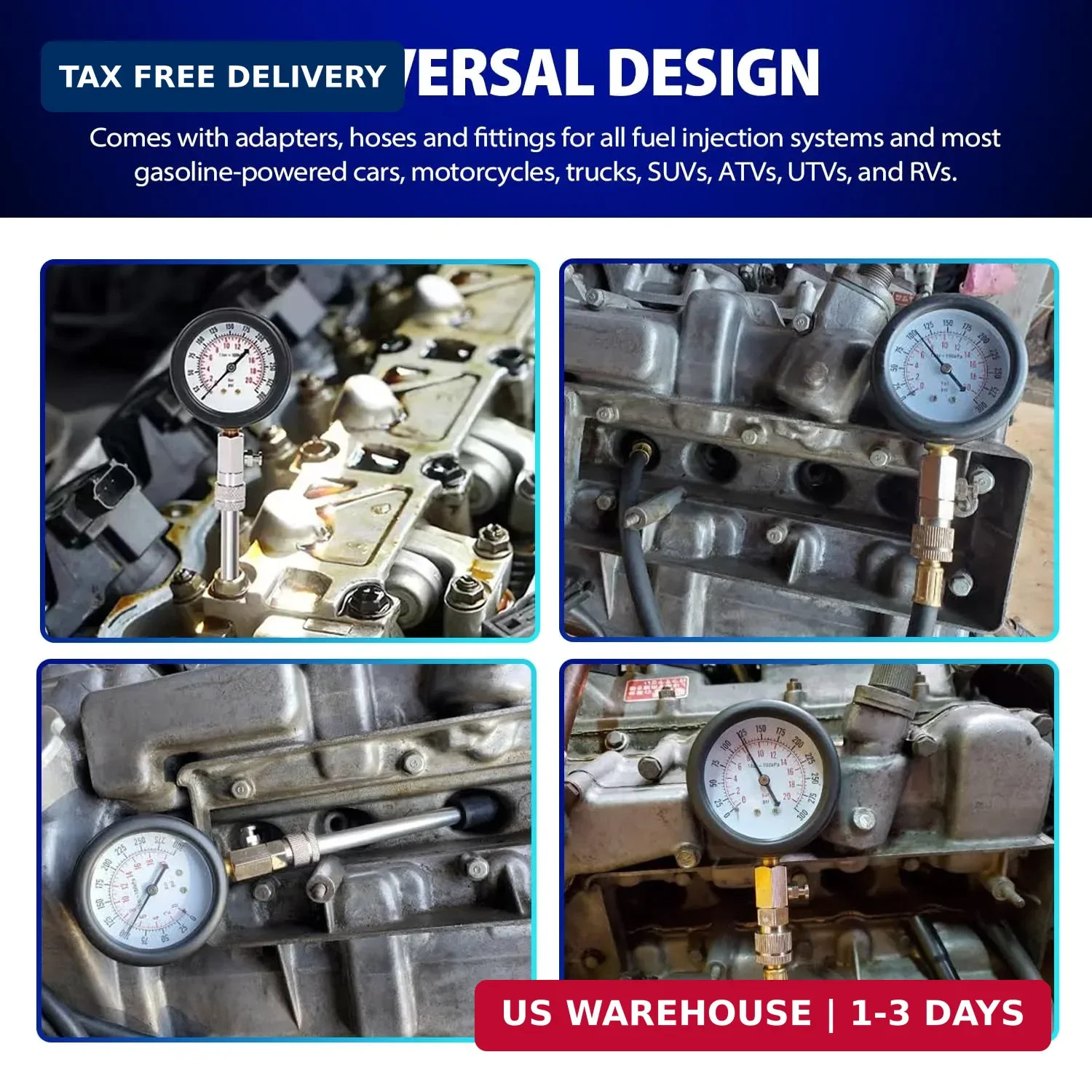 Compression Tester, 8pcs Engine Compression Tester kit Professional Petrol Gas E