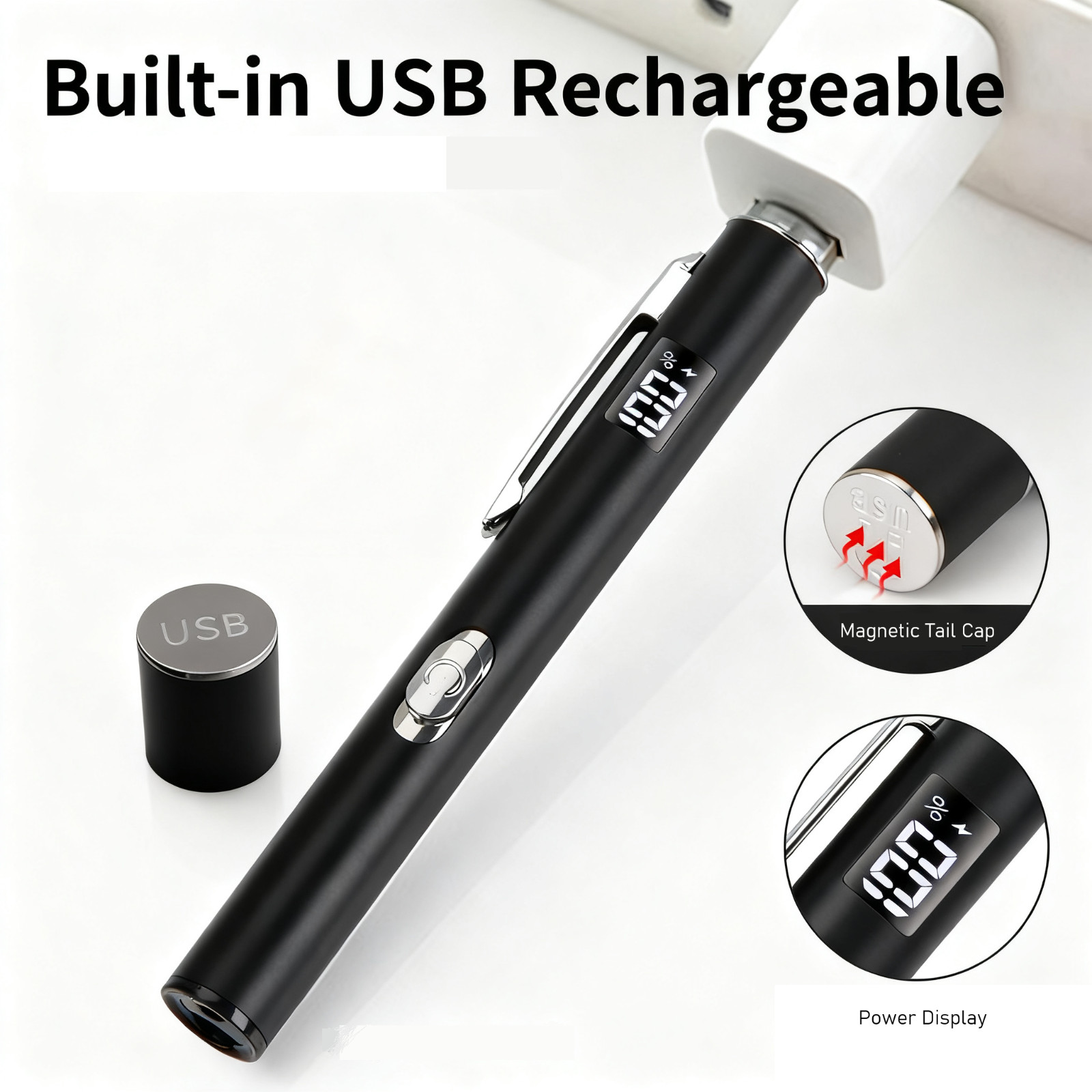 2 Pcs Pen Light with Pupil Gauge LED Penlight for Nurses Doctors Nursing Student