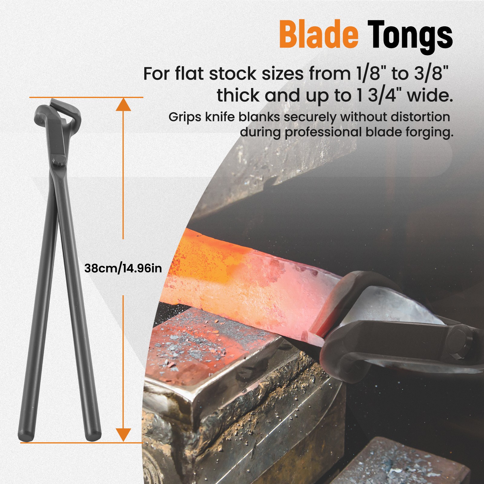 Blacksmith Tongs 4pcs Set Carbon Steel Flat V Bit Blade Wolf Jaw Forging Kit
