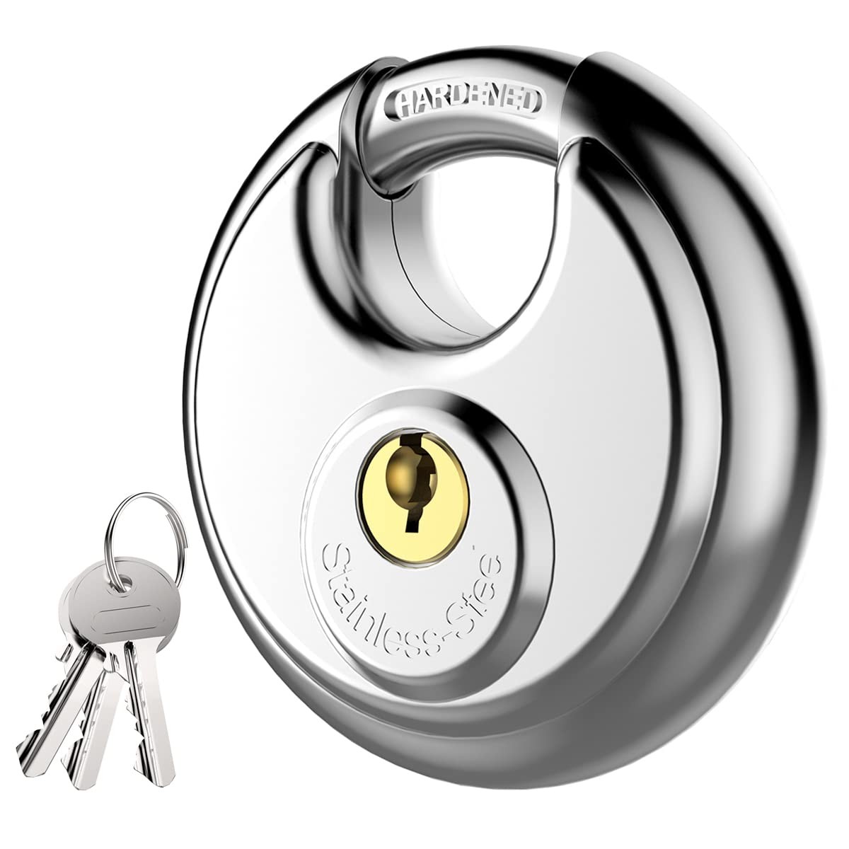 Keyed Padlock Stainless Steel Discus Locker Lock Heavy Duty Locks with 3 Keys