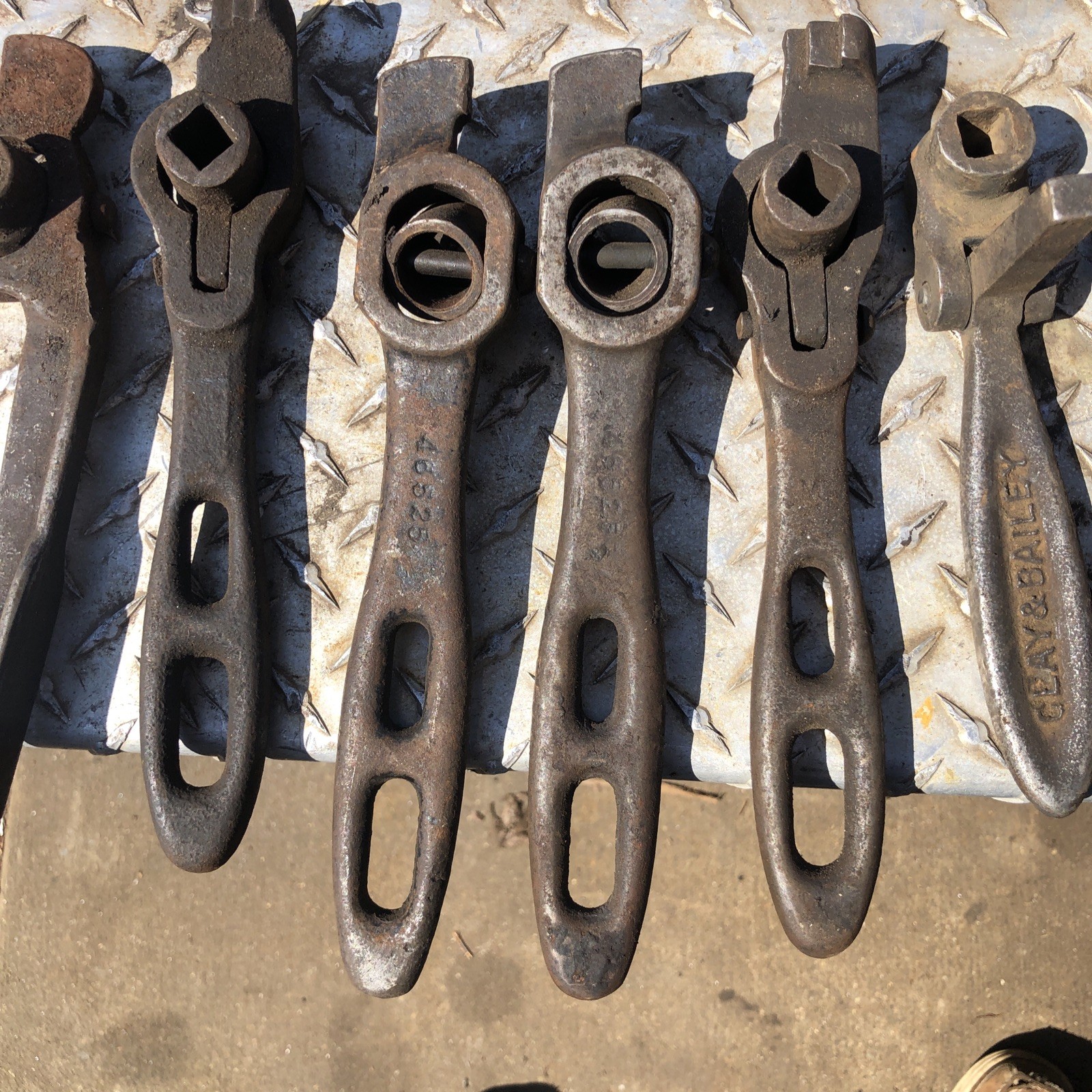 7 PCs: RARE Fuel Delivery Wrench KC MO Clay & Bailey antique swivel Others