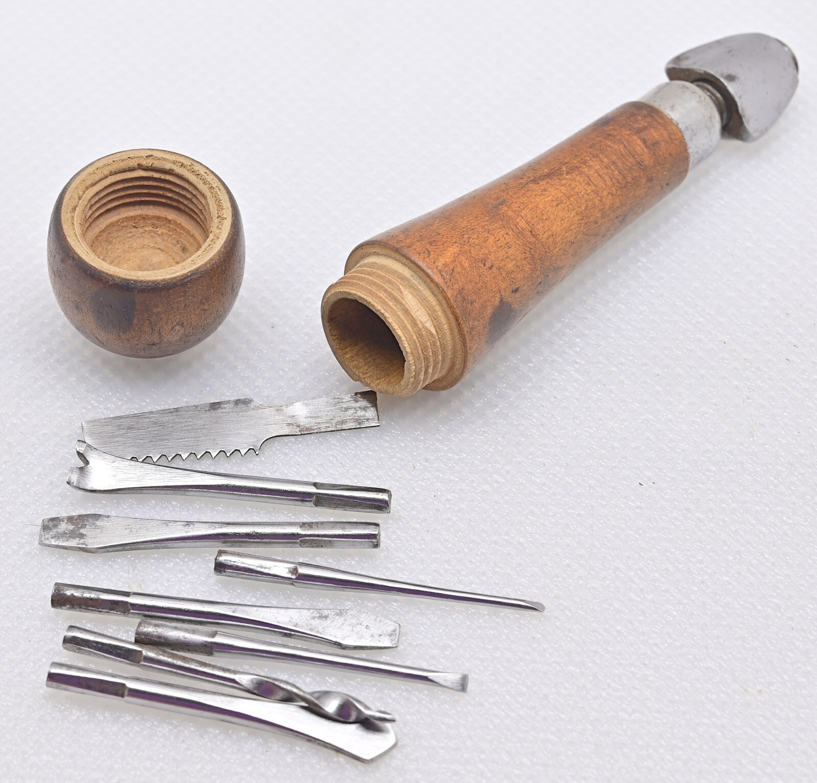 ✨Vintage 6″ Buell Bros Hardwood Tool Holder w/8 Tools (INV R158)