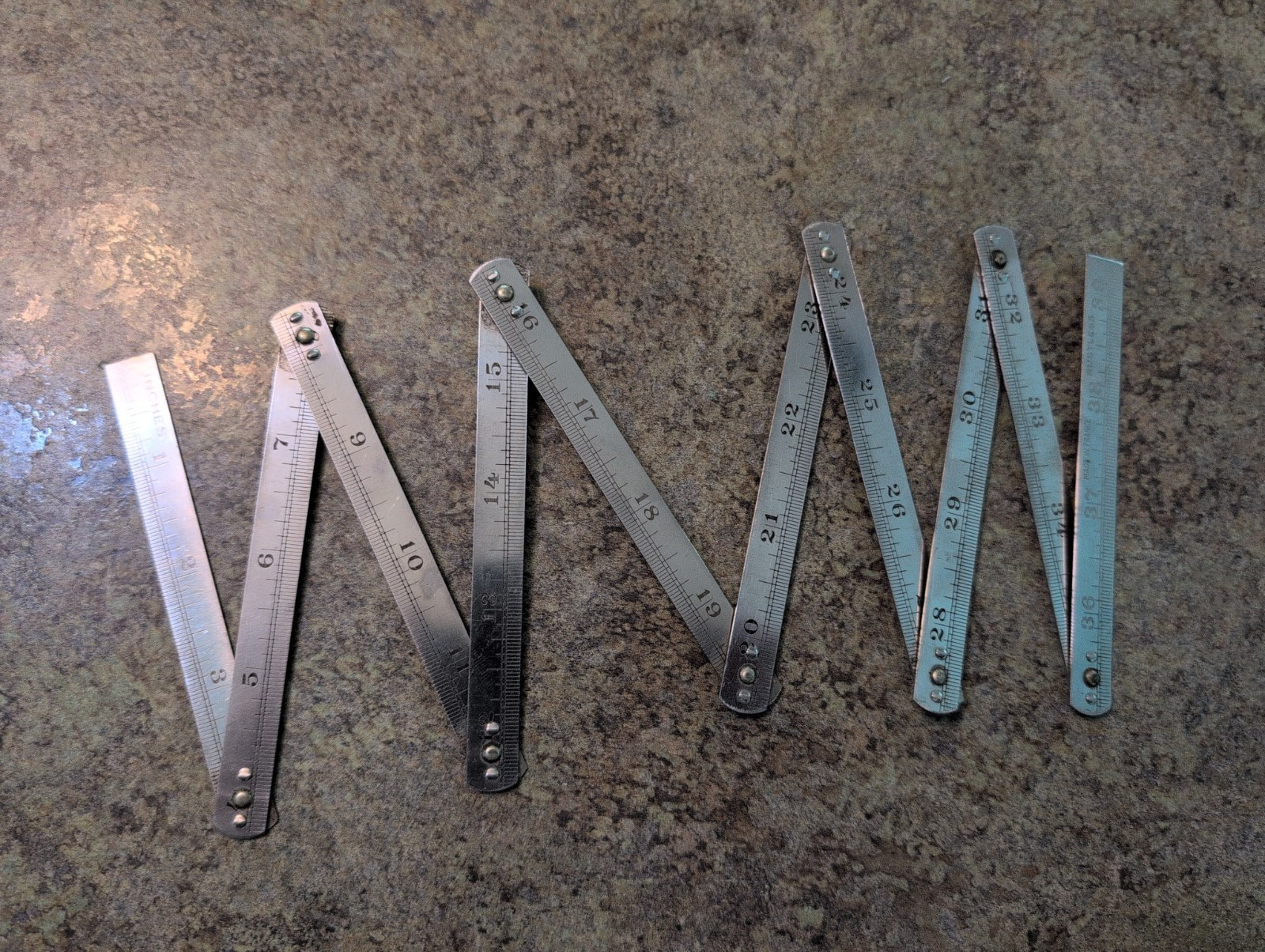 Unique Vintage Stainless Steel Folding 4-in Ruler Made In France Meters Inches