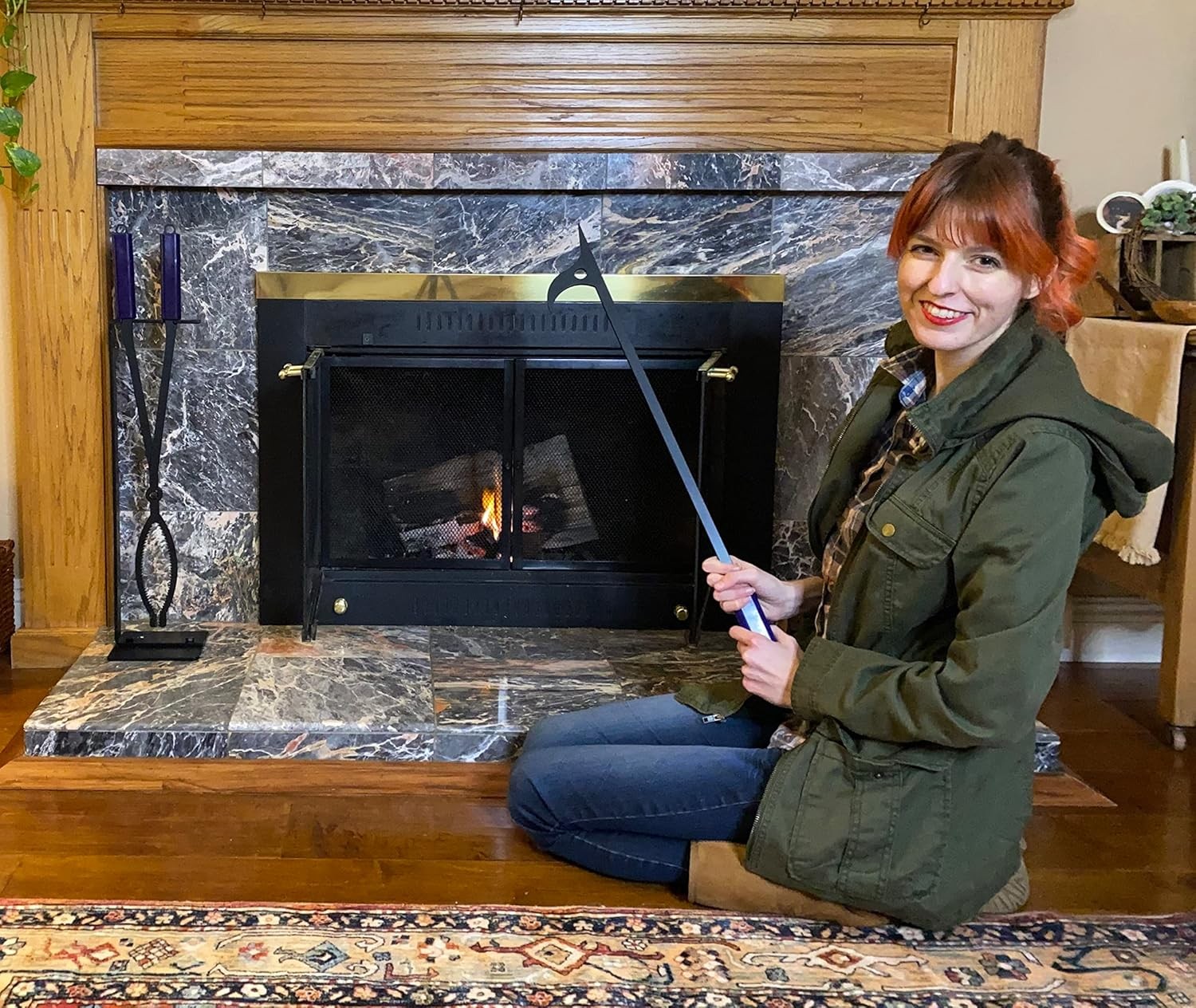 28 inch Firewood Tongs Log Grabber Heavy Duty Steel Fire Pit Fireplace Rustproof