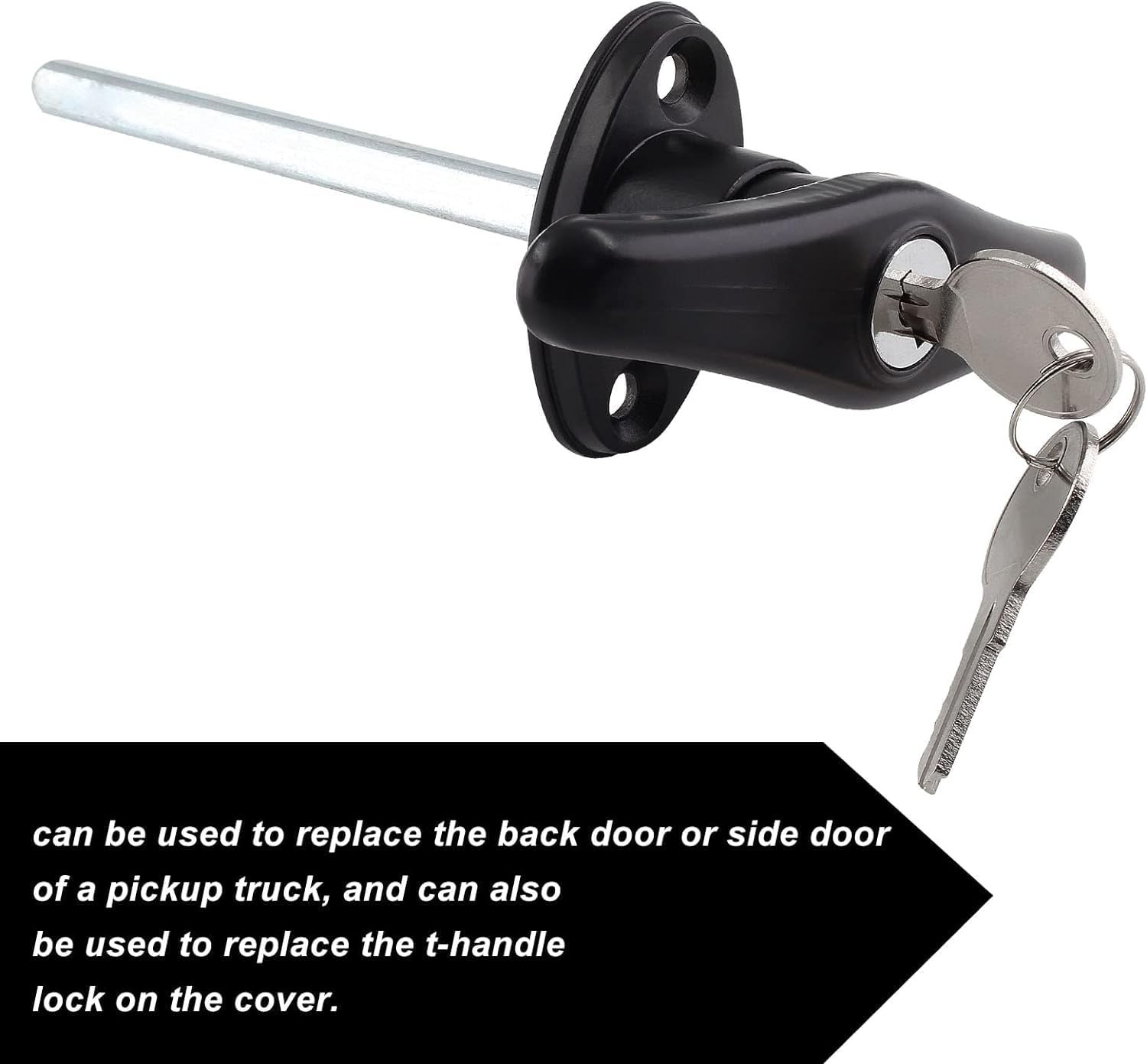 1 Pack Truck Cap T-Handle Lock, Keyed Alike, 6.5 Inch Black | Zinc Alloy with Pa