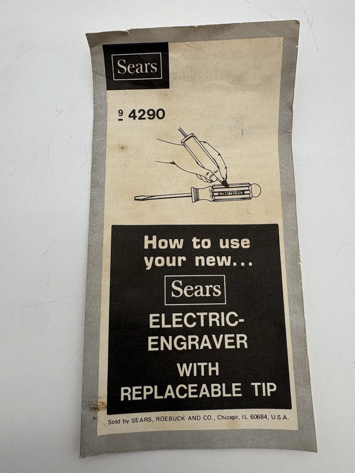 Vintage SEARS Craftsman Electric Engraver with Case & Instructions 9-4297