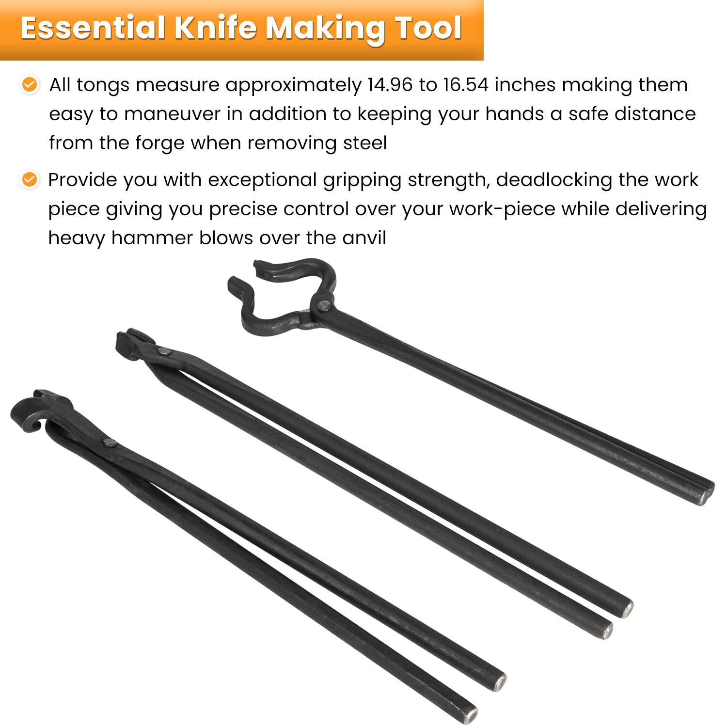 Knife Making Tongs Set Blacksmith Bladesmith Knife Tong Anvil Vise Forge 3pcs