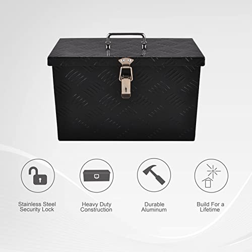 16 Inch Aluminum Truck Bed Tool Box Truck Car 16″X7.5″X10″/Aluminum Black