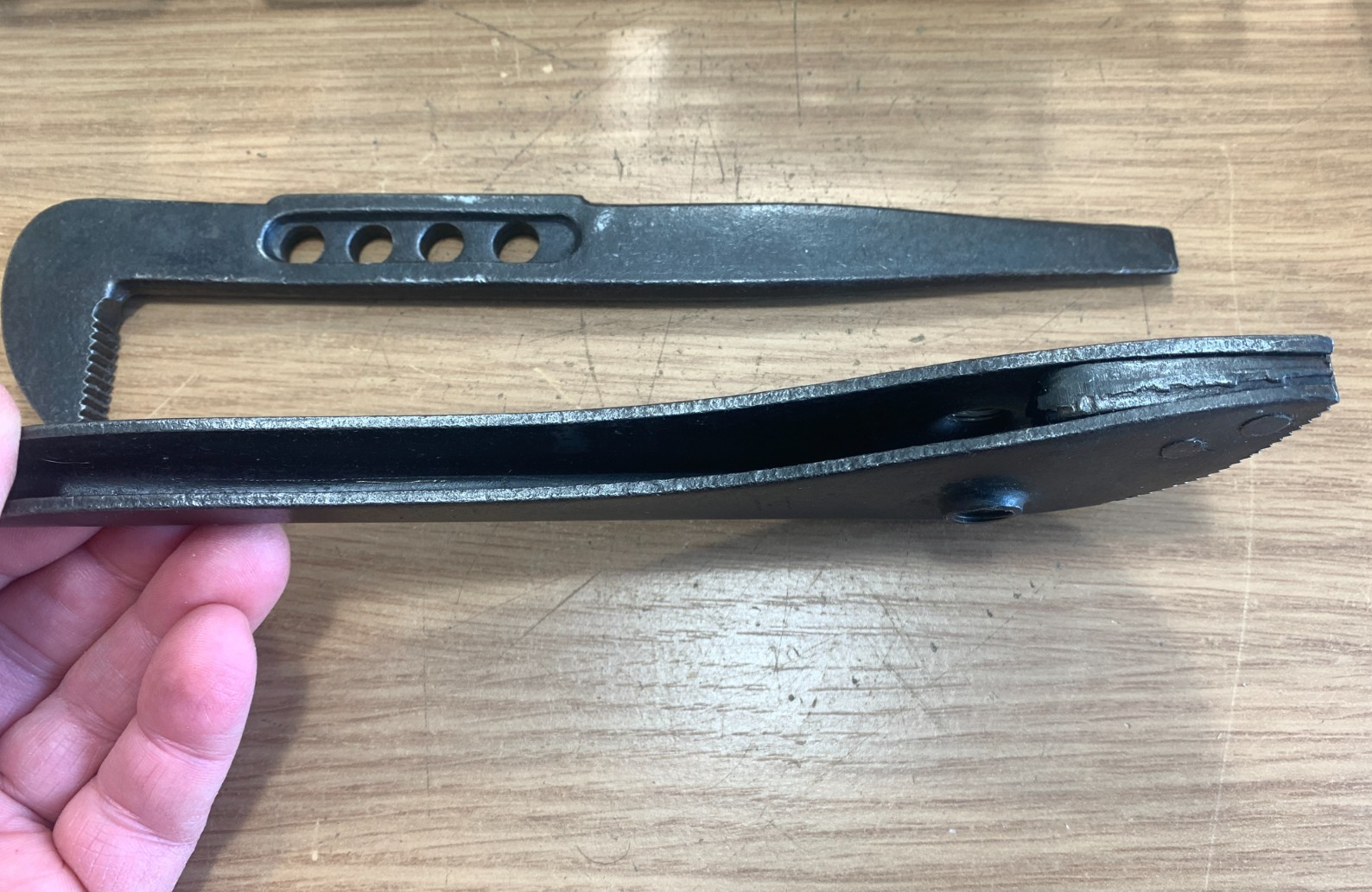 Rare Antique 9″ – 10″ Slip Jaw 4 hole Adjustable Wrench Very Early Multi-tool